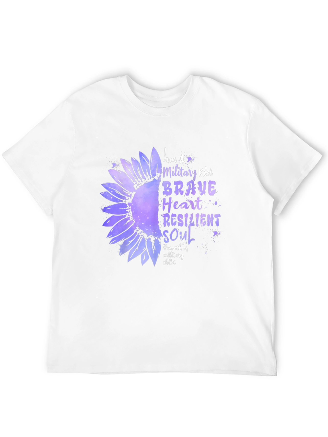 Military Kid Sunflower Graphic T-Shirt