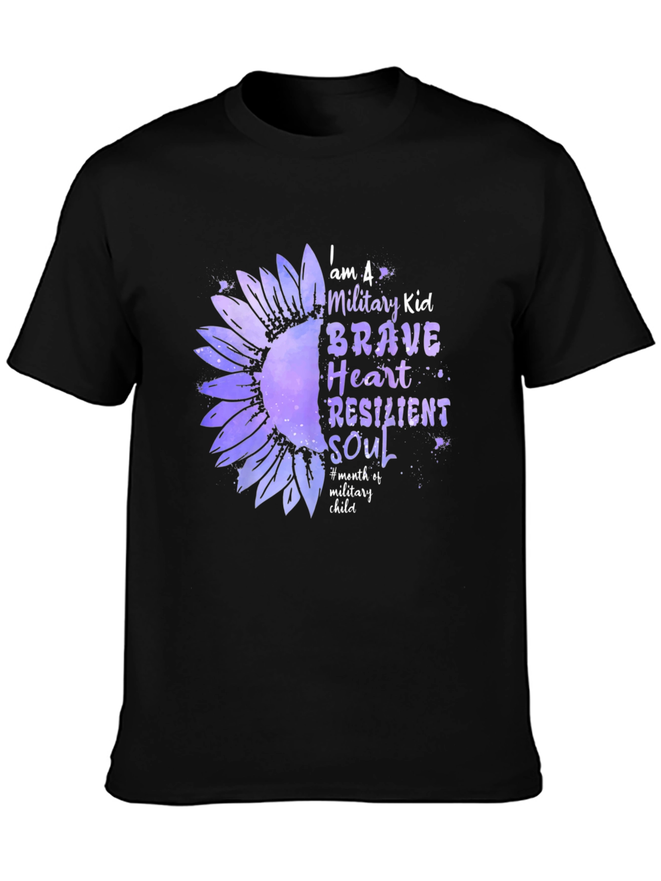 Military Kid Sunflower Graphic T-Shirt