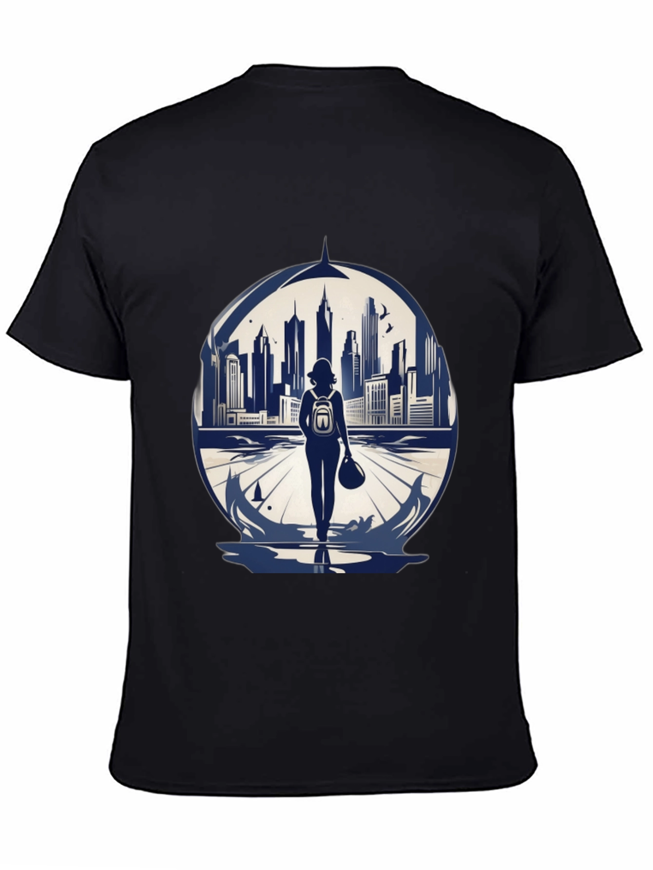 Cityscape Traveler Graphic Tee - Black