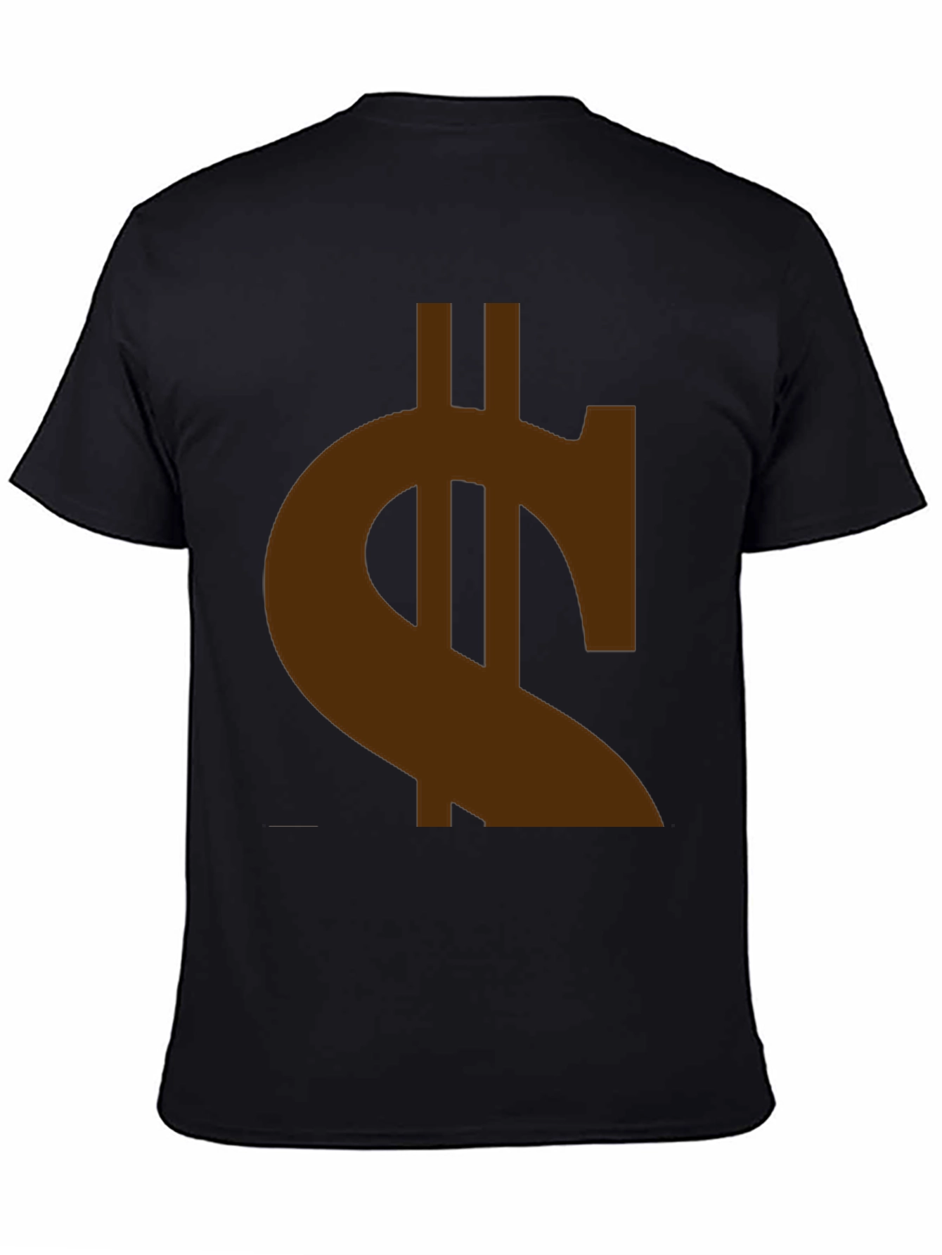 Mens Black T-Shirt with Brown Currency Symbol Design