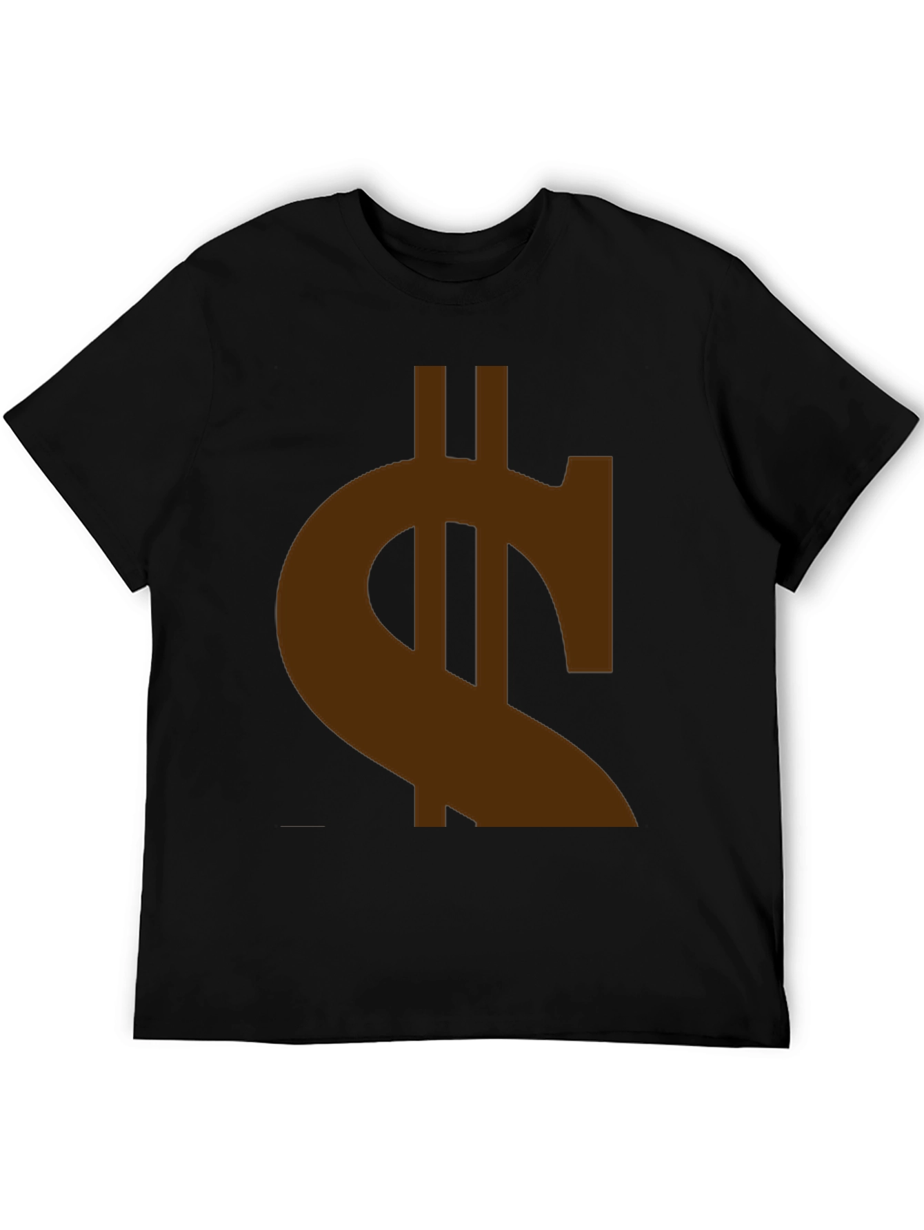 Mens Black T-Shirt with Brown Currency Symbol Design