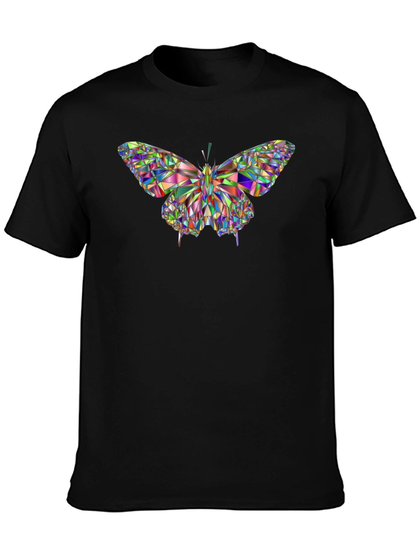 Geometric Butterfly Graphic Black T-Shirt