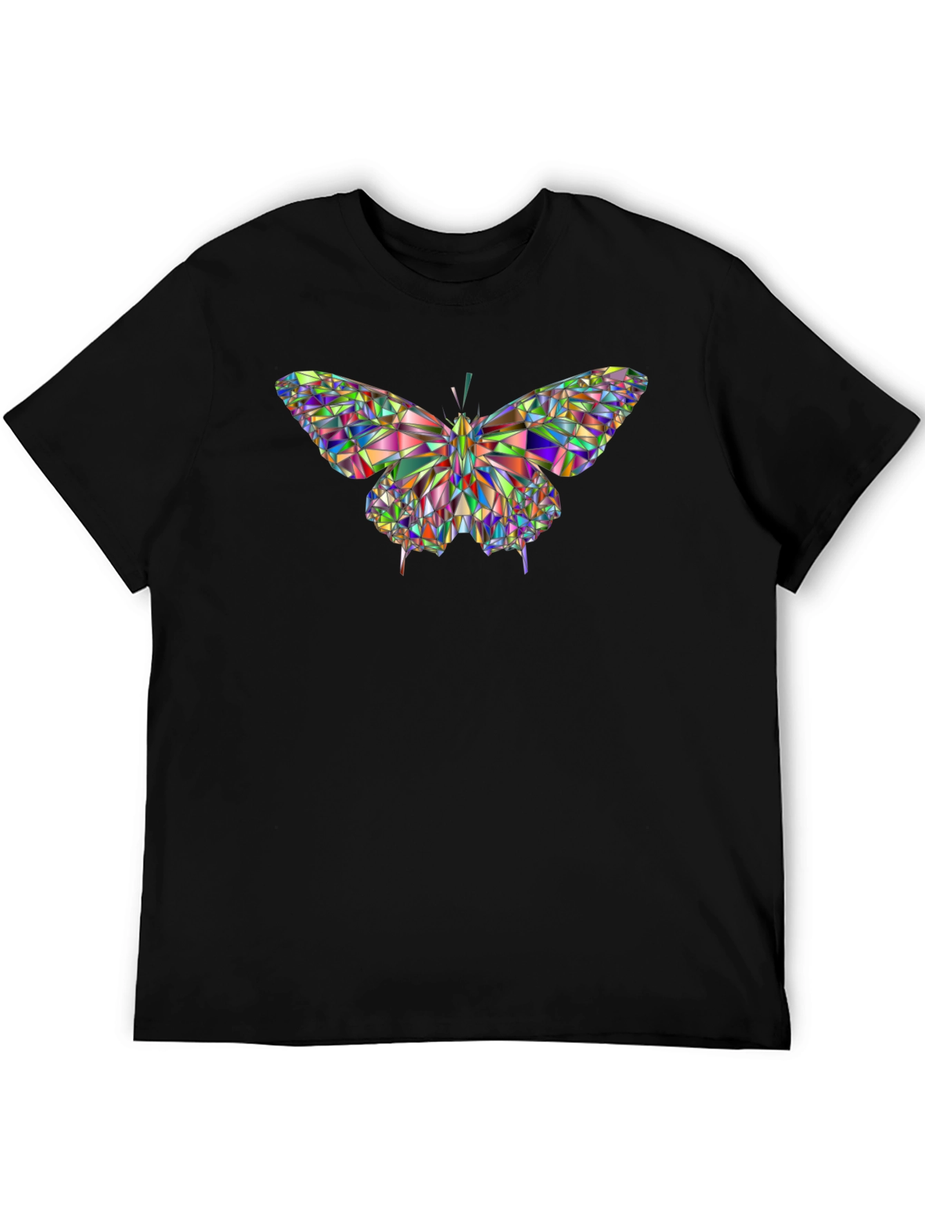 Geometric Butterfly Graphic Black T-Shirt