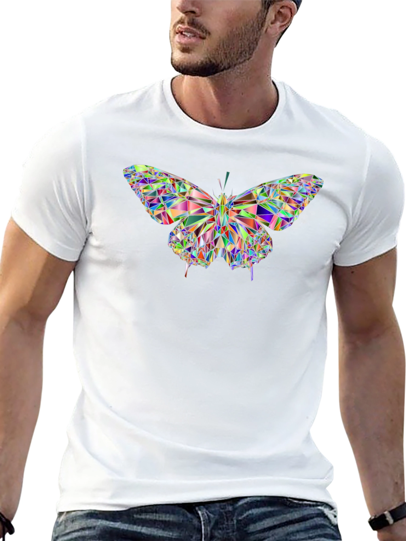 Geometric Butterfly Graphic Black T-Shirt