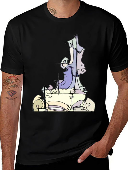 Abstract Art Graphic Tee - Black Cotton T-Shirt