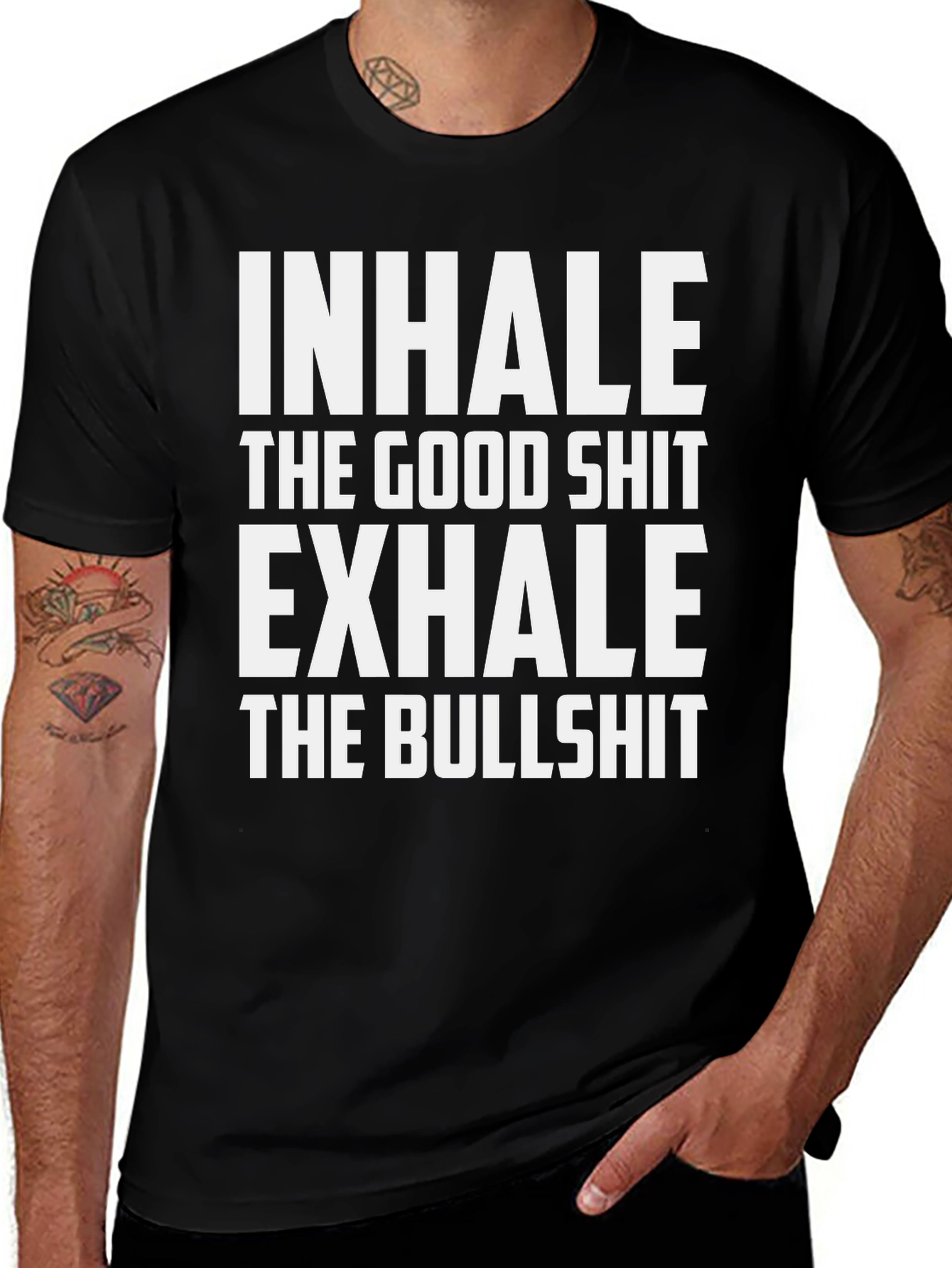 Inhale Exhale Graphic Tee - Mens Black T-Shirt