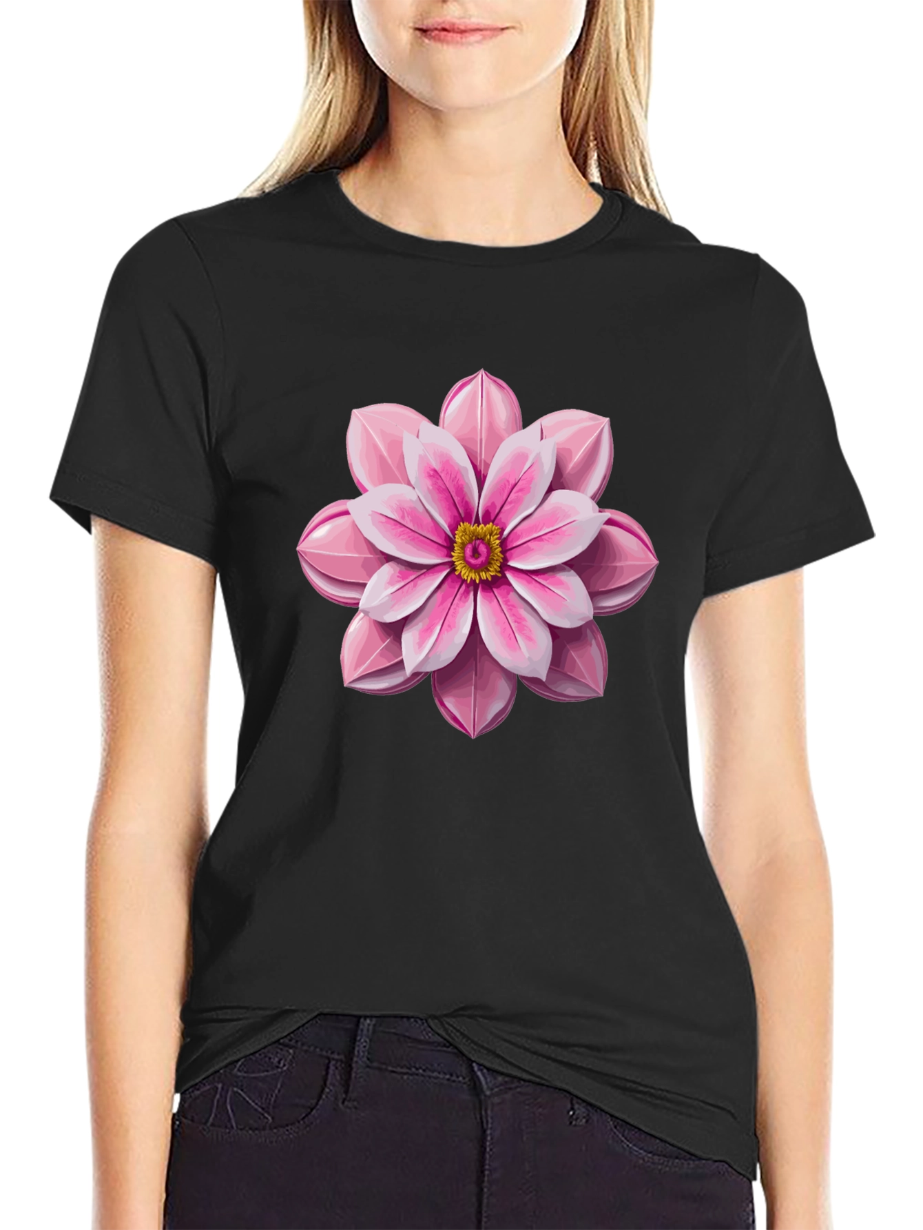 Floral Graphic Black T-Shirt for Men
