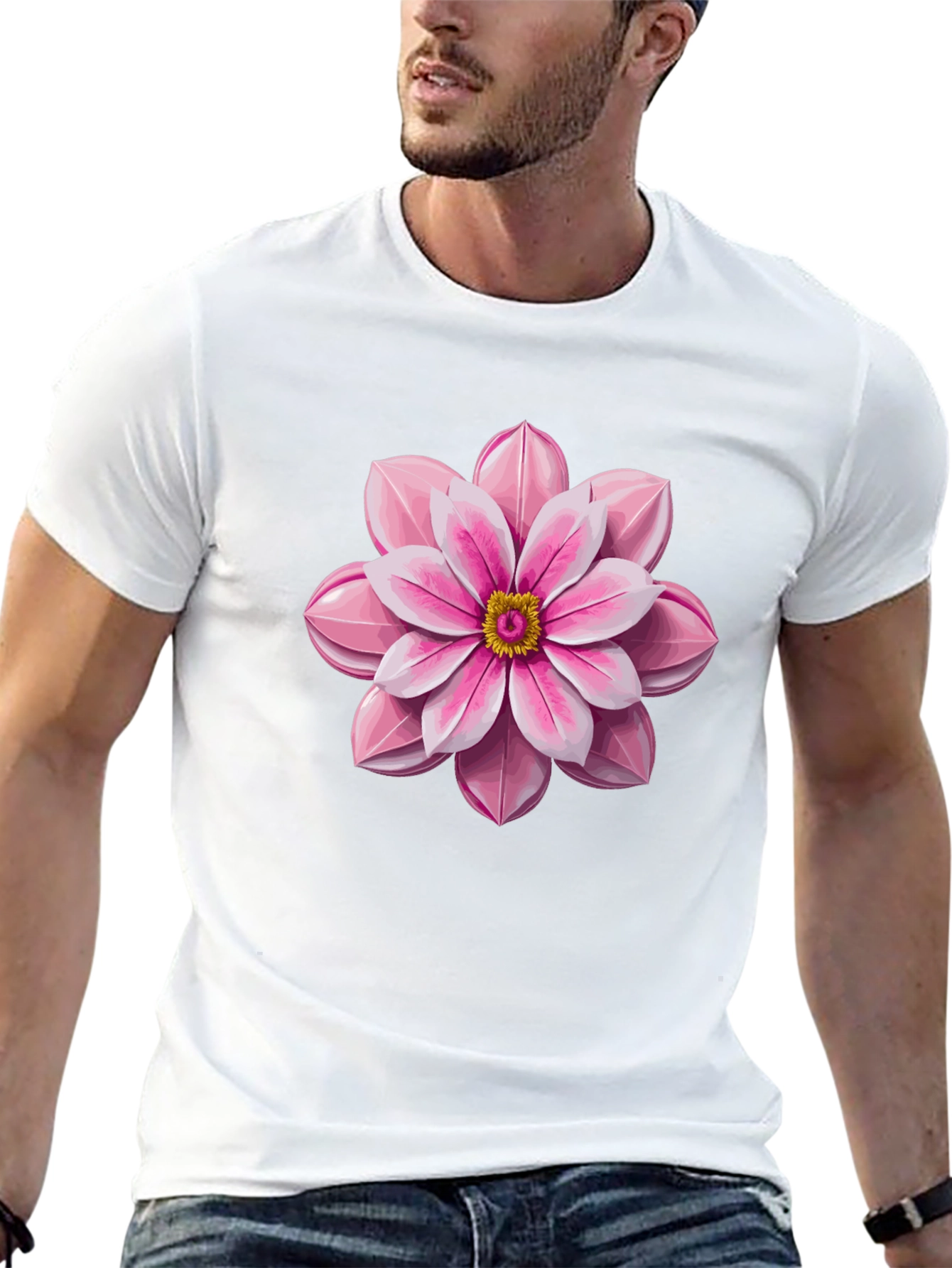 Floral Graphic Black T-Shirt for Men