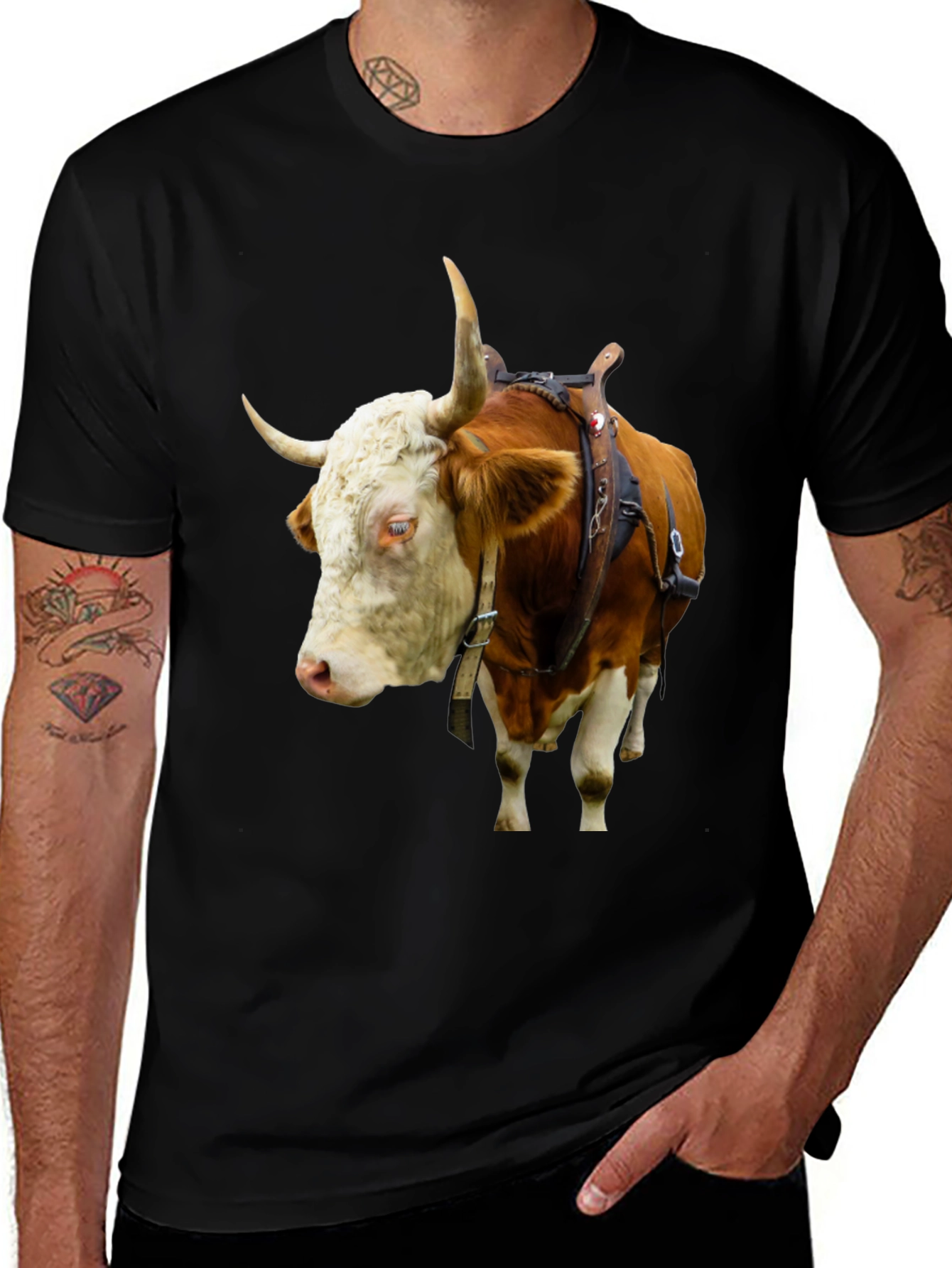 Bull with Saddle Black T-Shirt