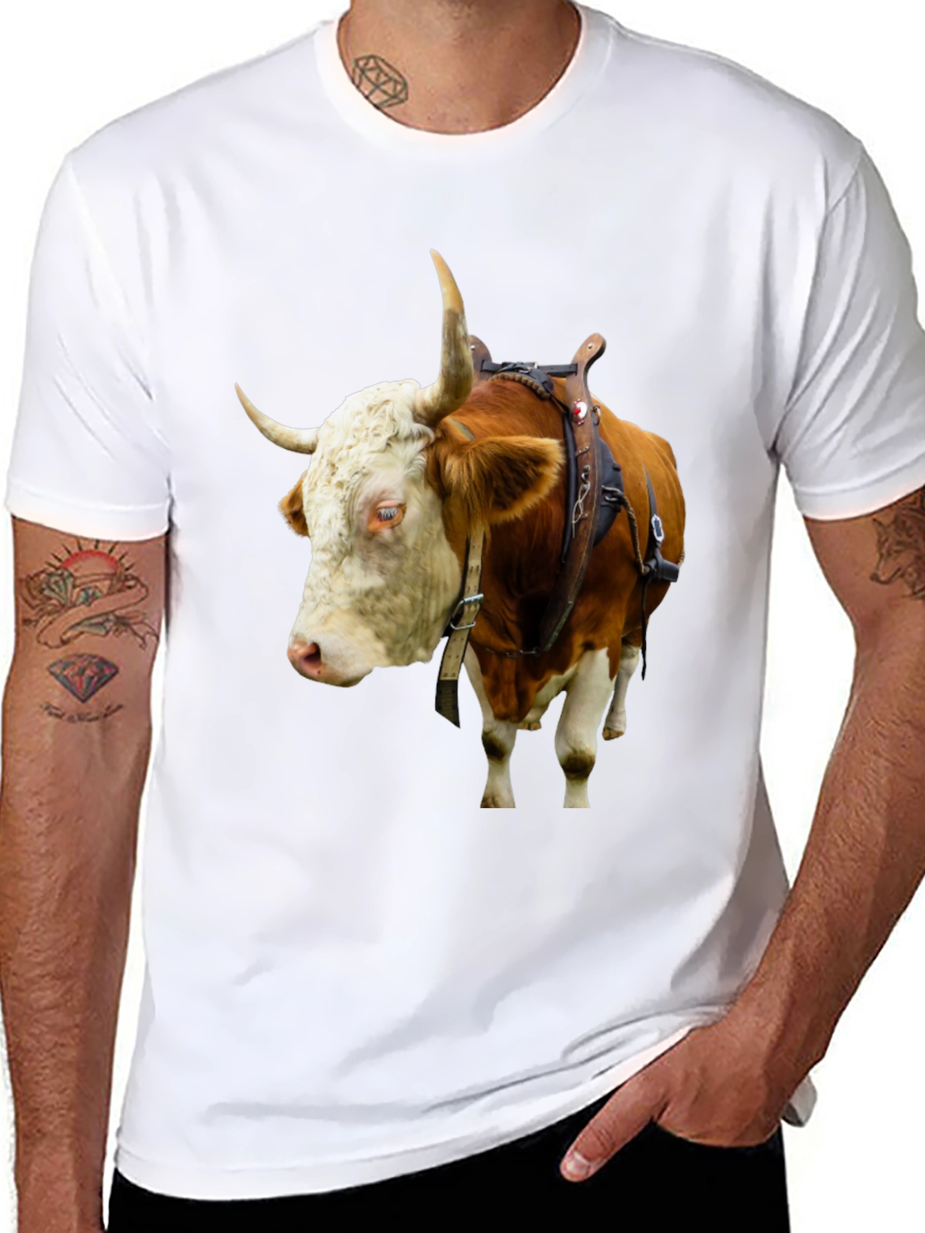 Bull with Saddle Black T-Shirt
