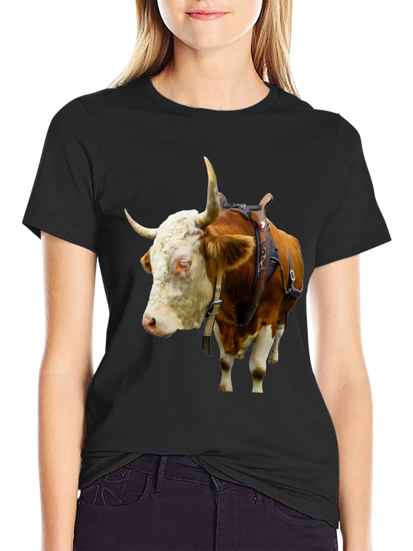 Bull with Saddle Black T-Shirt