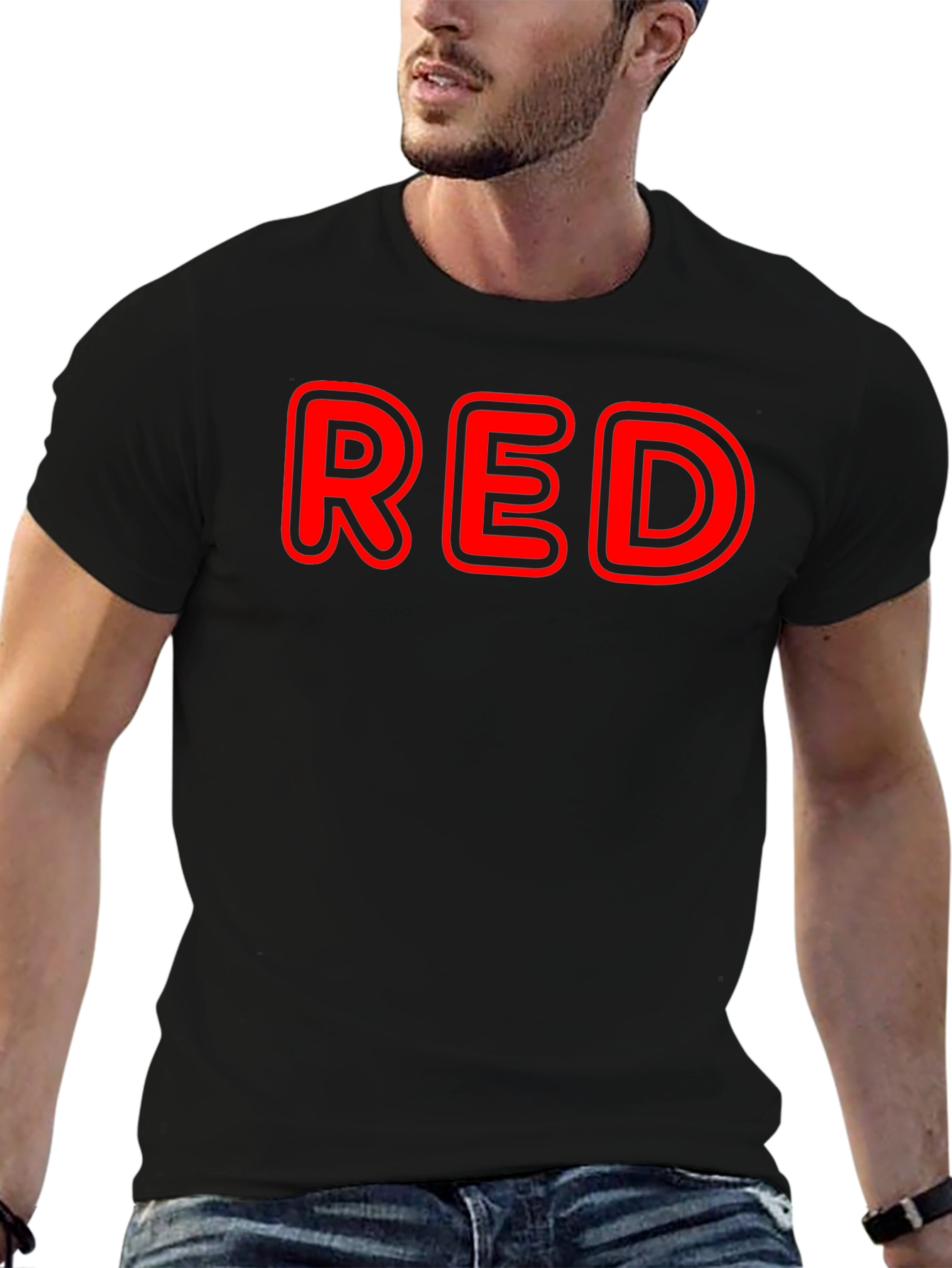 Red Graphic T-Shirt - Classic Crew Neck