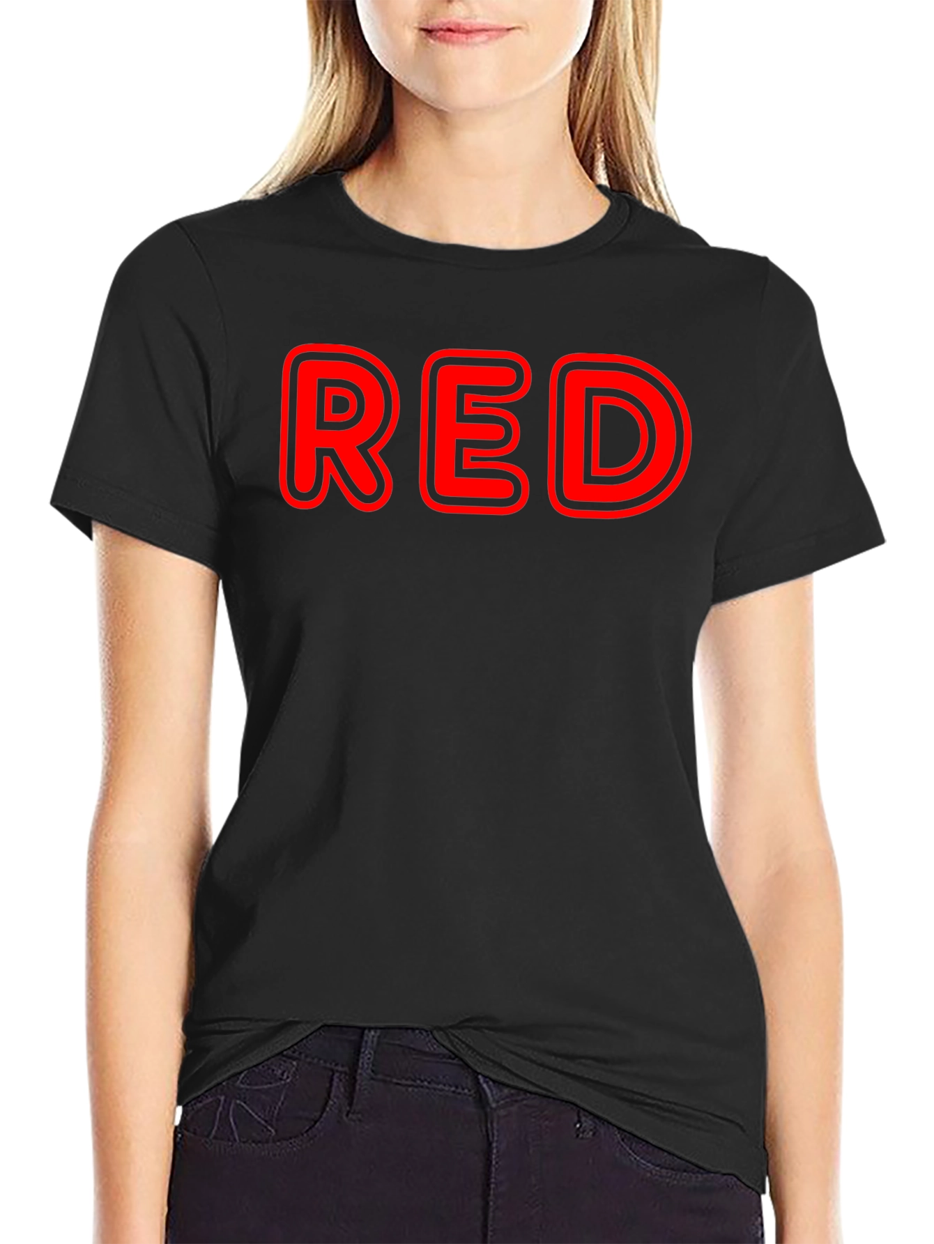 Red Graphic T-Shirt - Classic Crew Neck