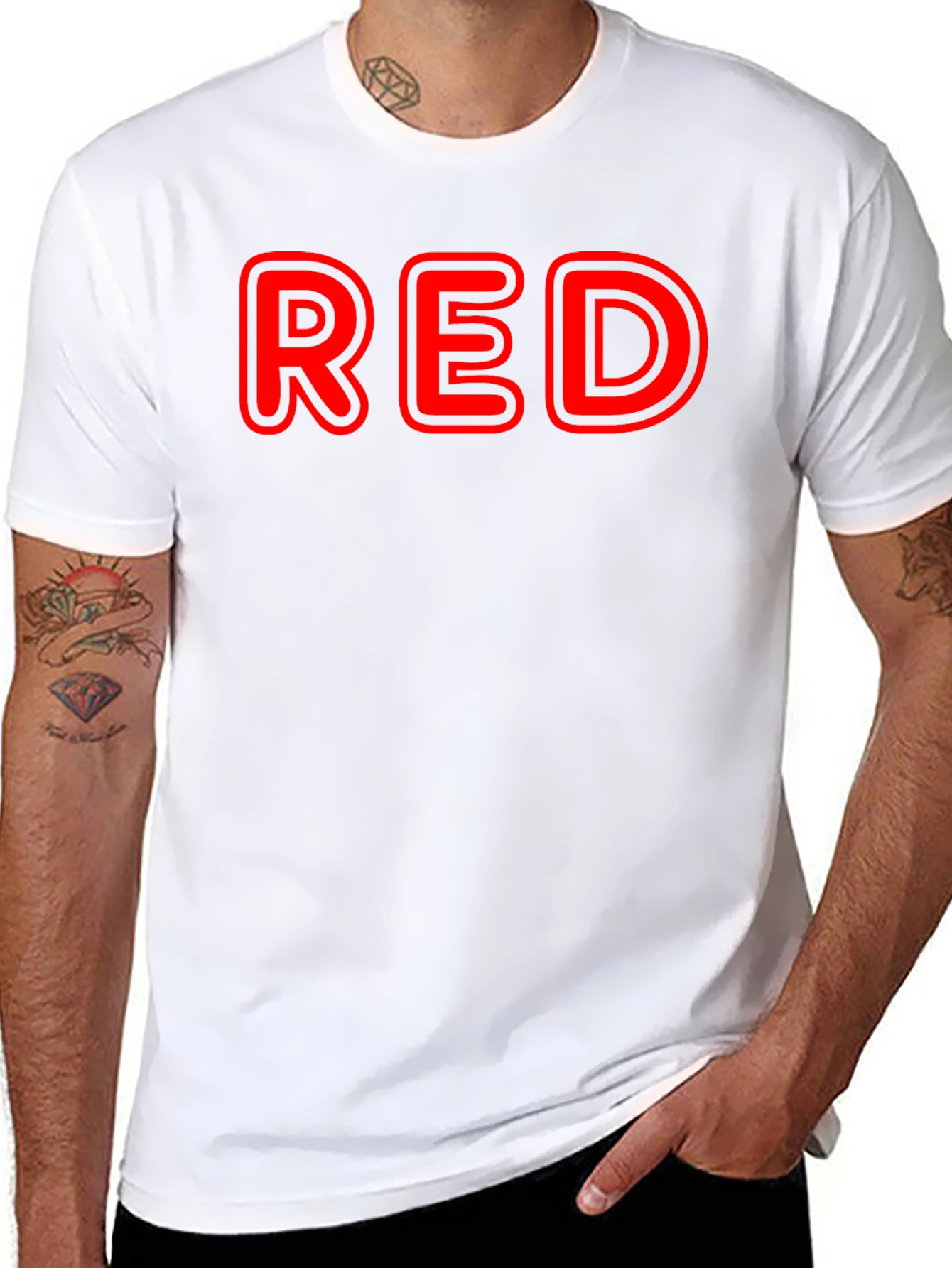 Red Graphic T-Shirt - Classic Crew Neck