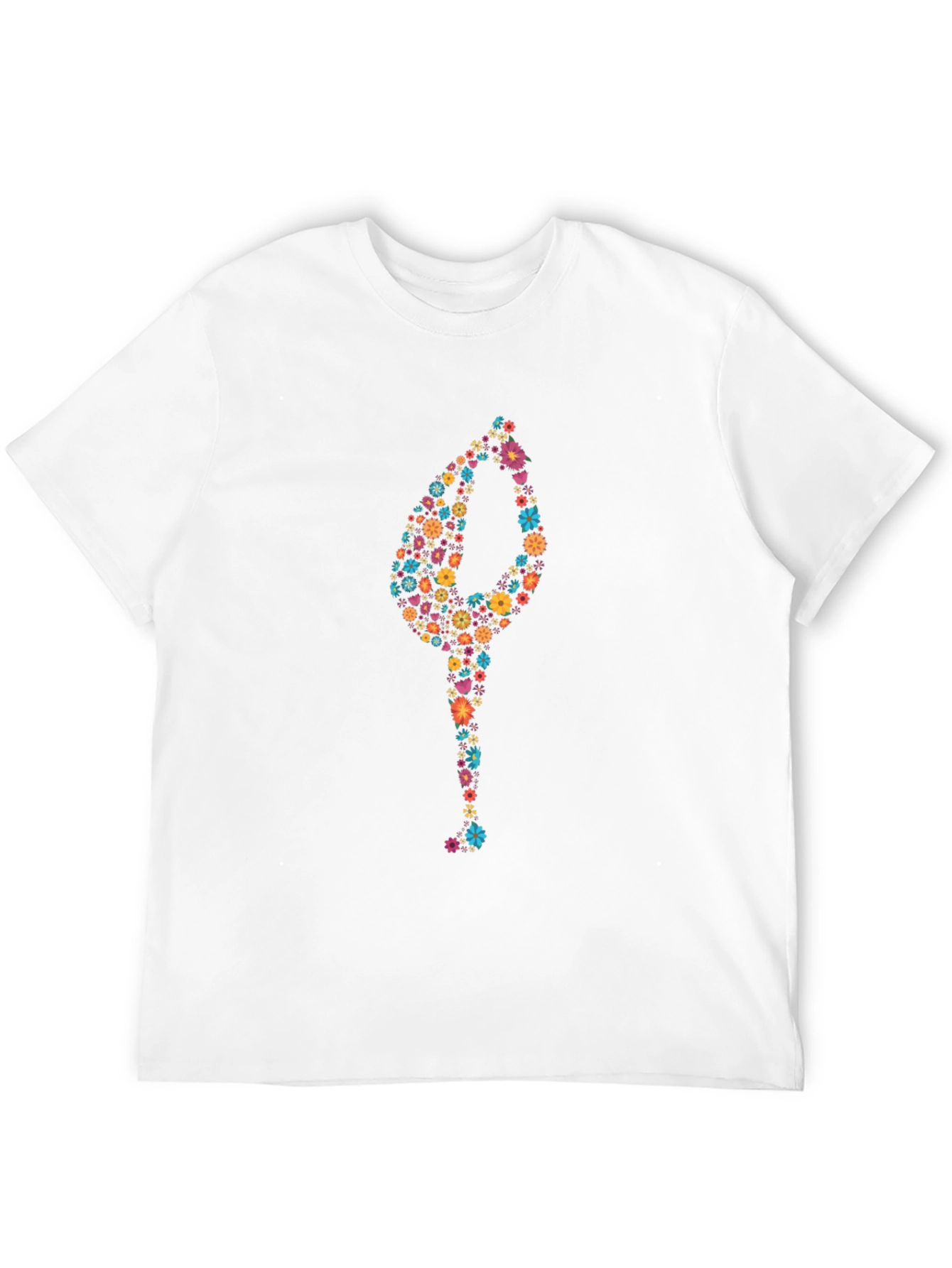 Floral Yoga Pose Black T-Shirt