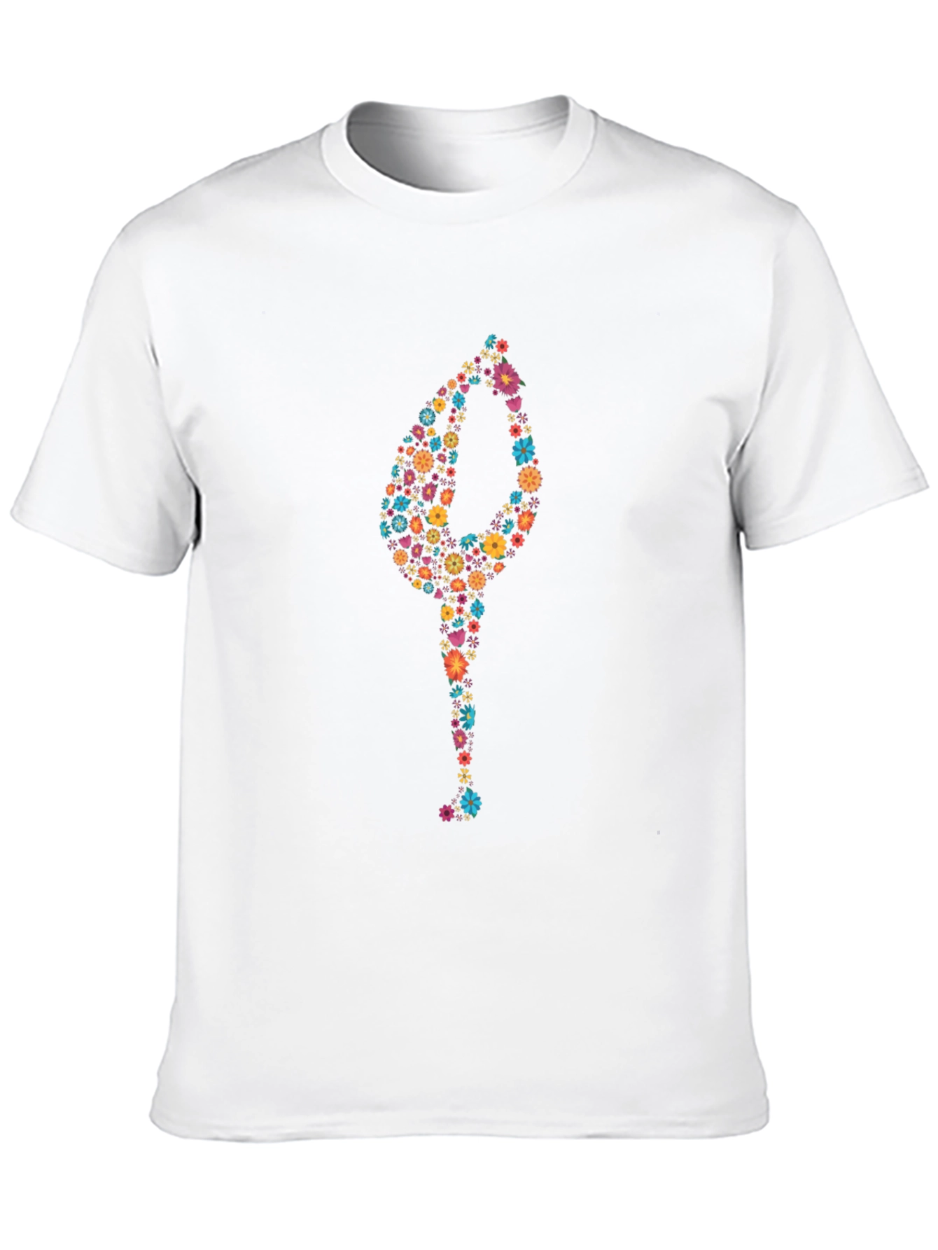 Floral Yoga Pose Black T-Shirt