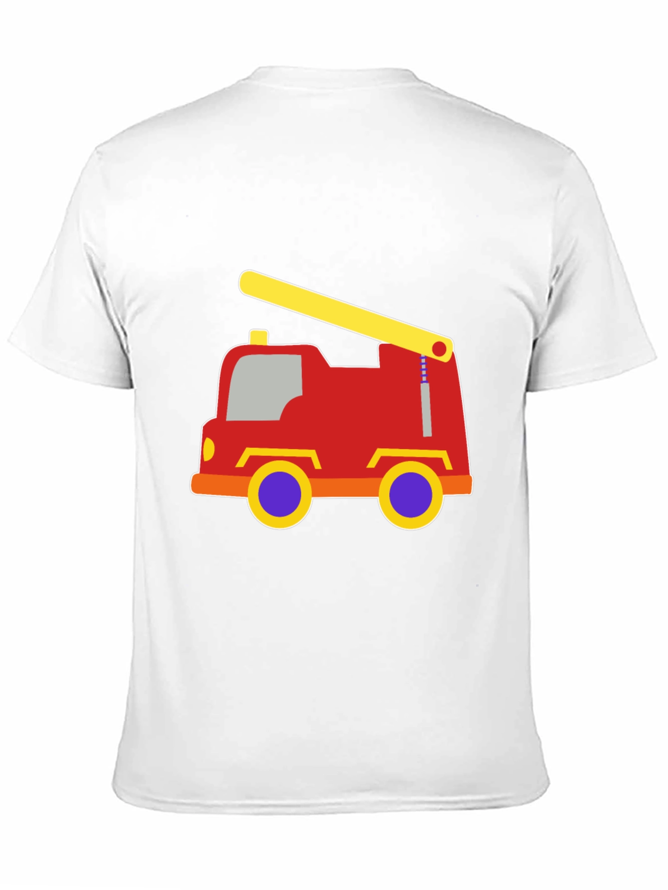 Cartoon Fire Truck Black T-Shirt