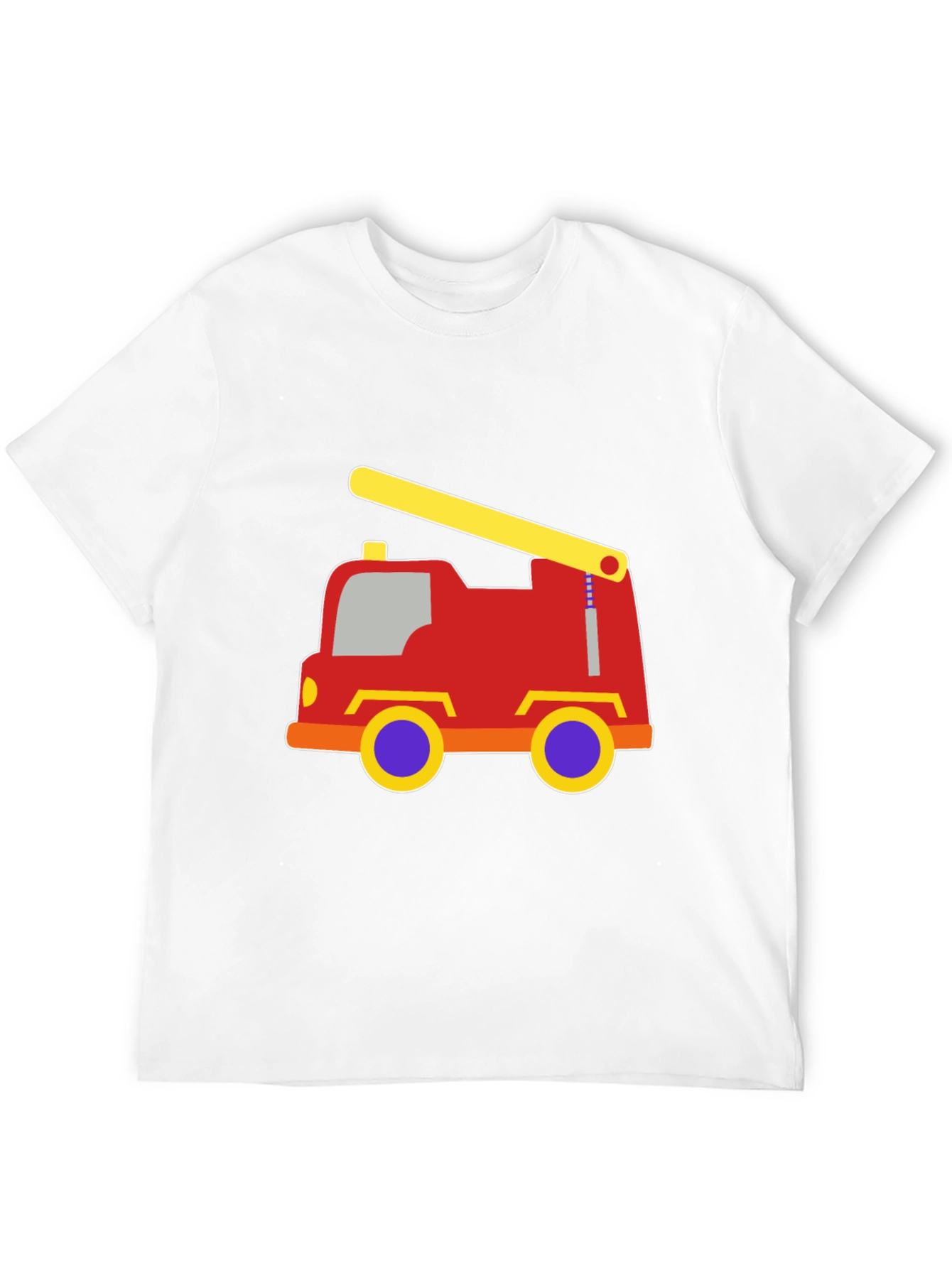 Cartoon Fire Truck Black T-Shirt