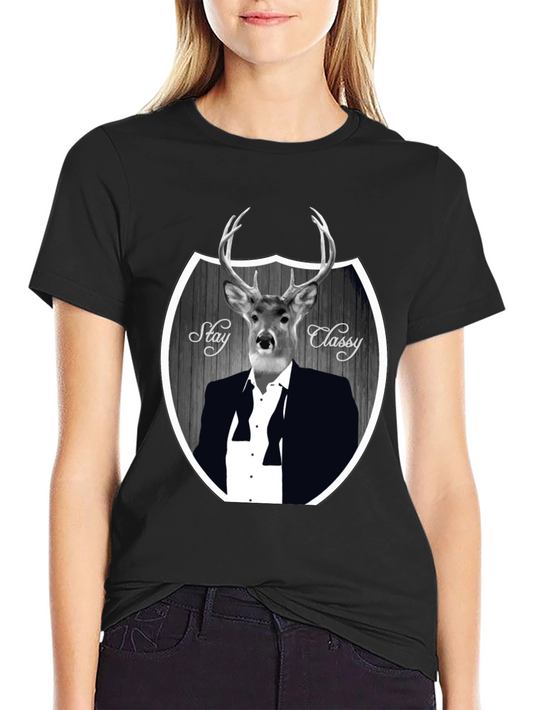 Stay Classy Deer Black T-Shirt