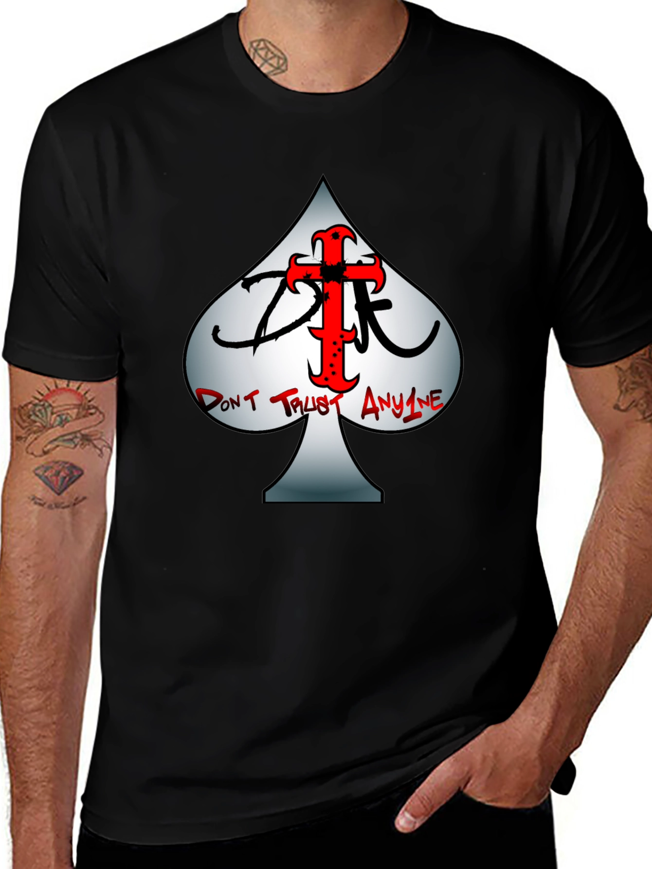 Dont Trust Anyone Graphic T-Shirt - Black Cotton Blend