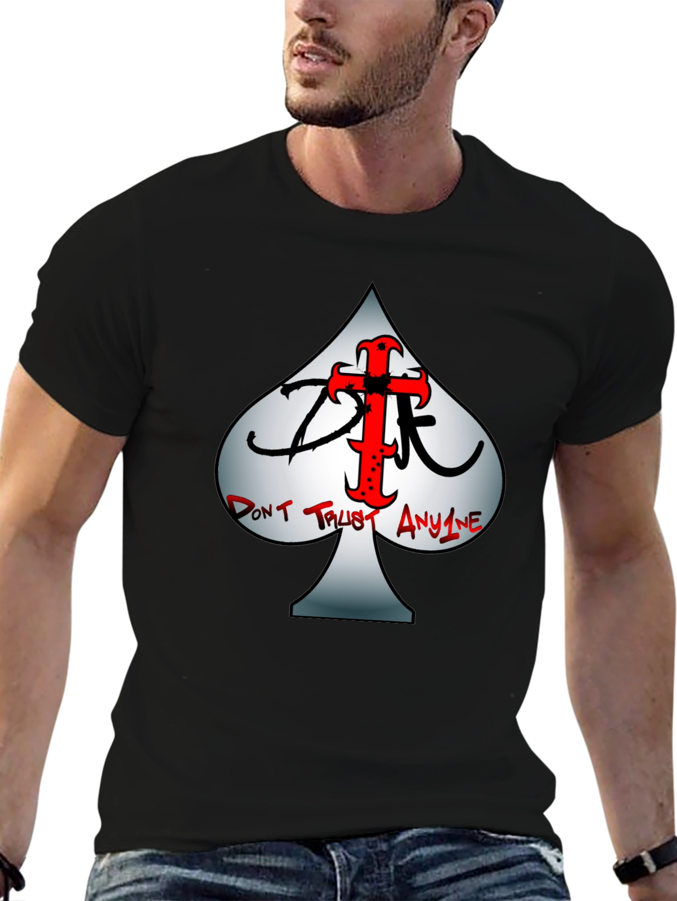 Dont Trust Anyone Graphic T-Shirt - Black Cotton Blend