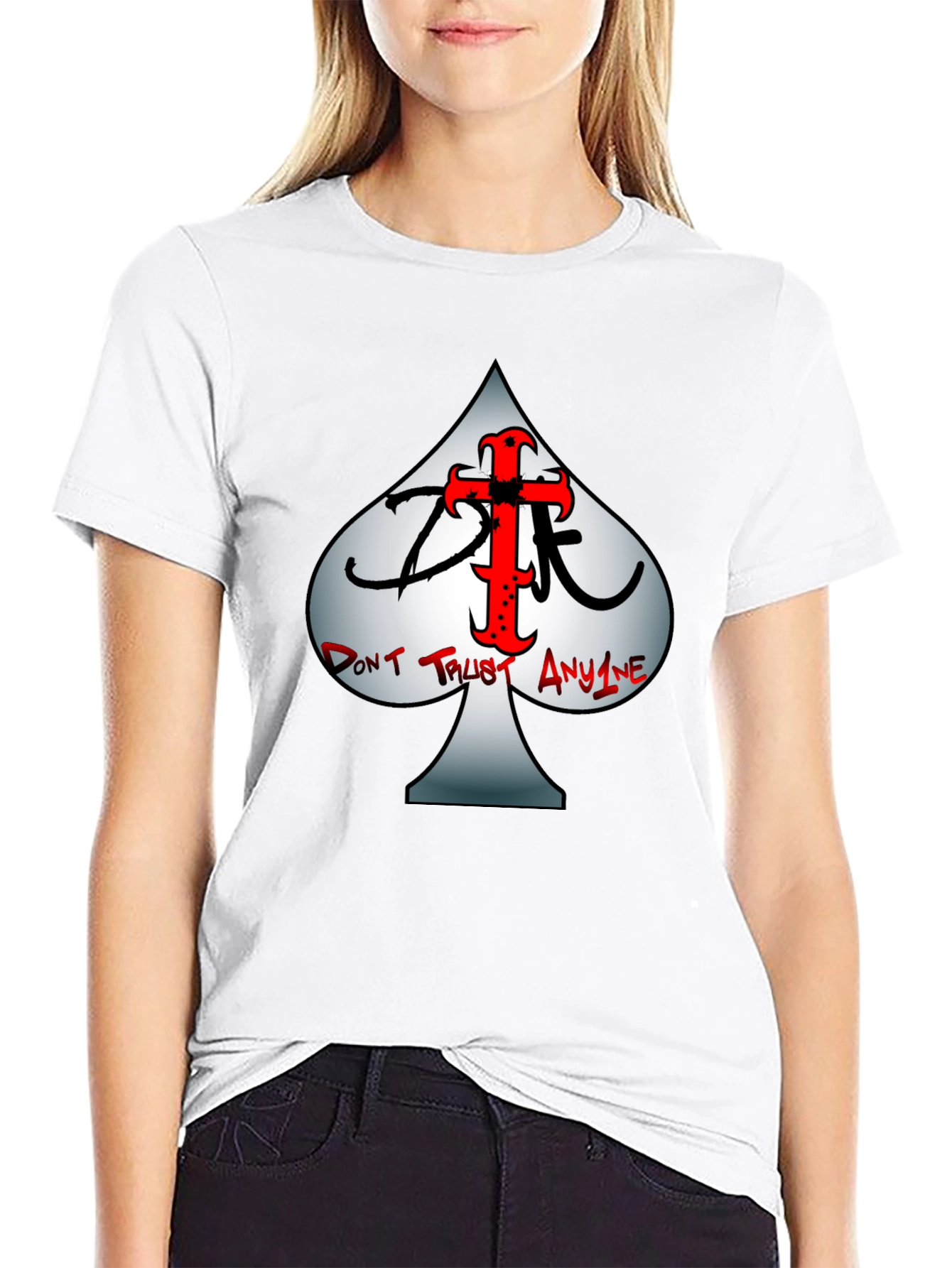 Dont Trust Anyone Graphic T-Shirt - Black Cotton Blend