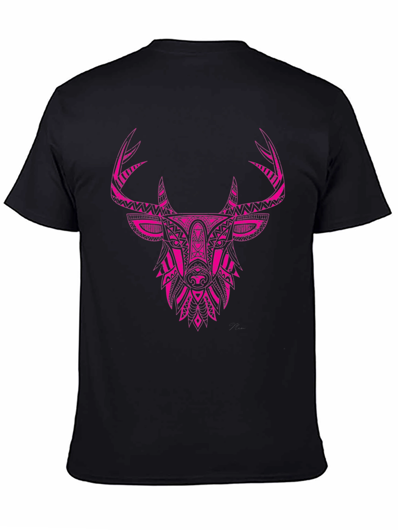 Black T-shirt with Tribal Deer Head Print