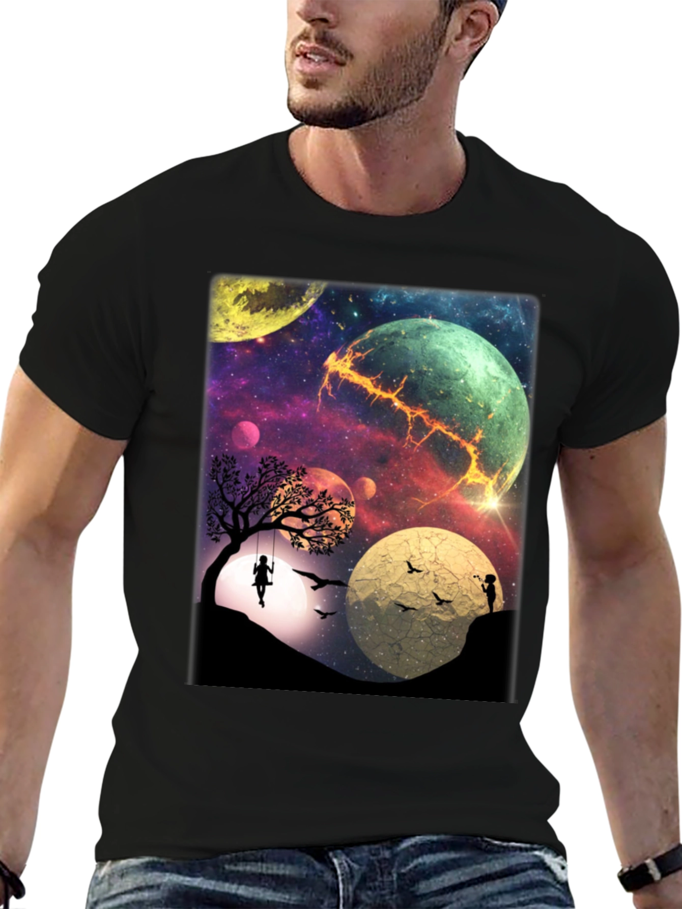 Cosmic Dreamscape Black T-Shirt