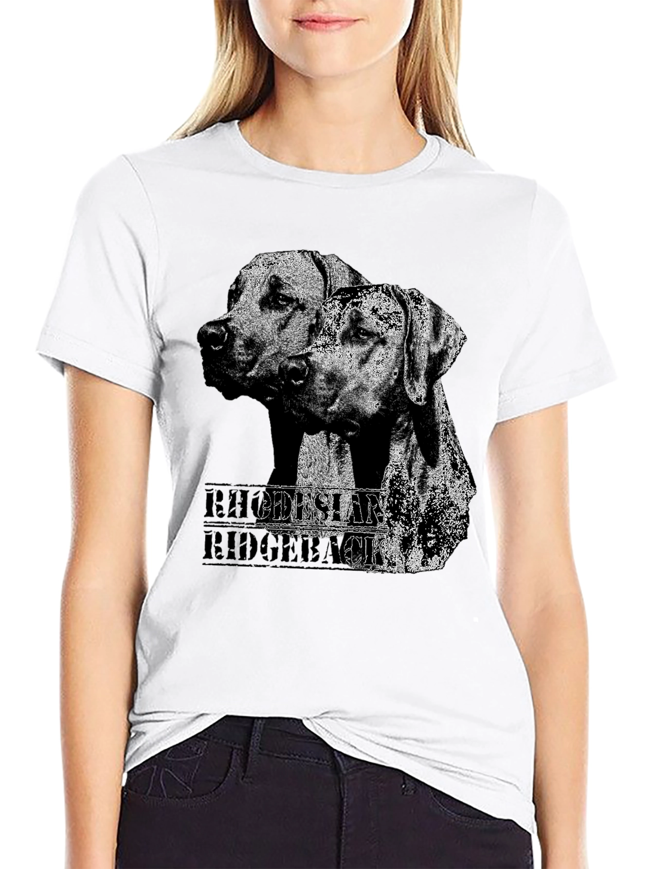 Rhodesian Ridgeback Dog Graphic Print Black T-Shirt