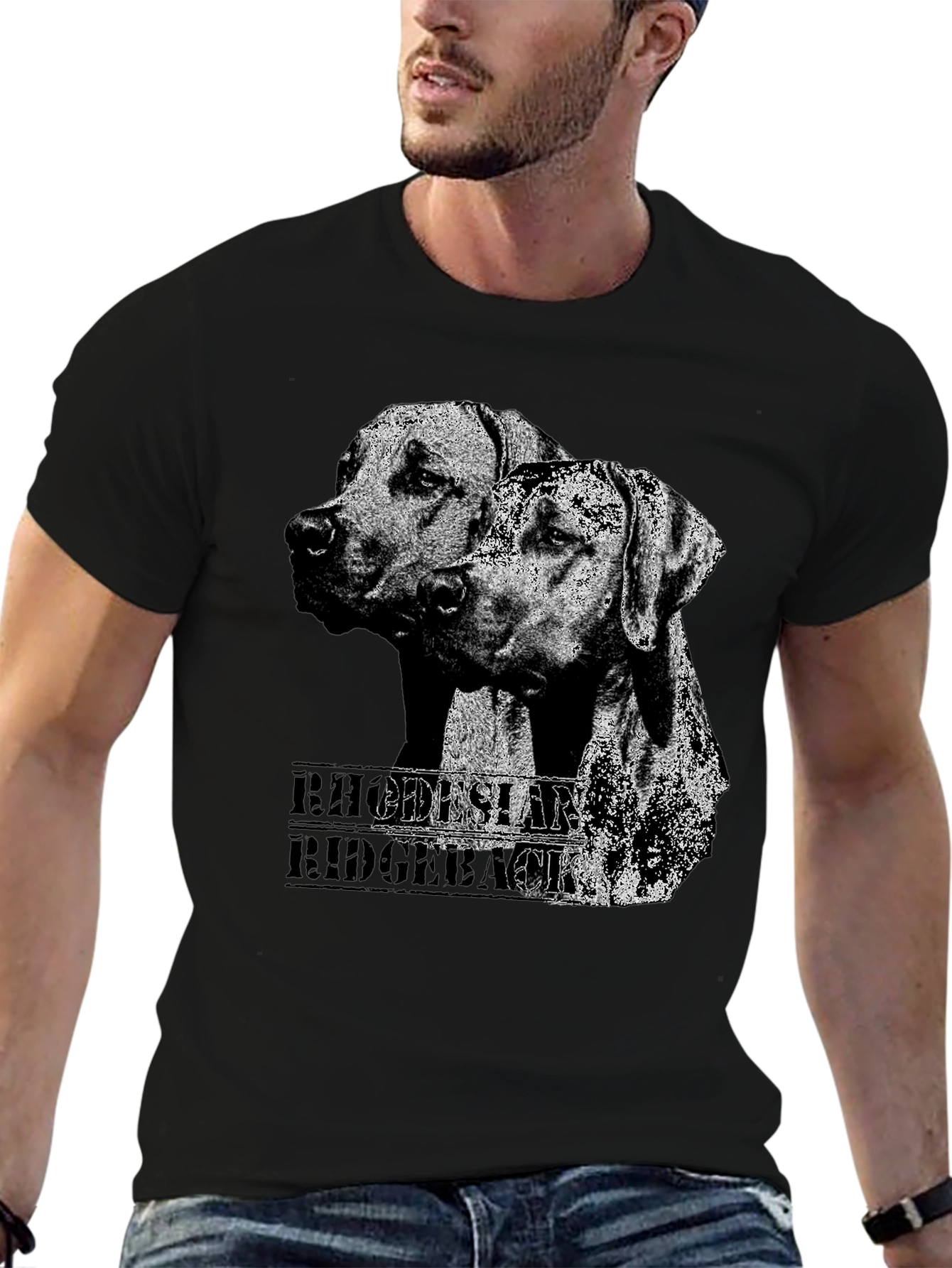 Rhodesian Ridgeback Dog Graphic Print Black T-Shirt