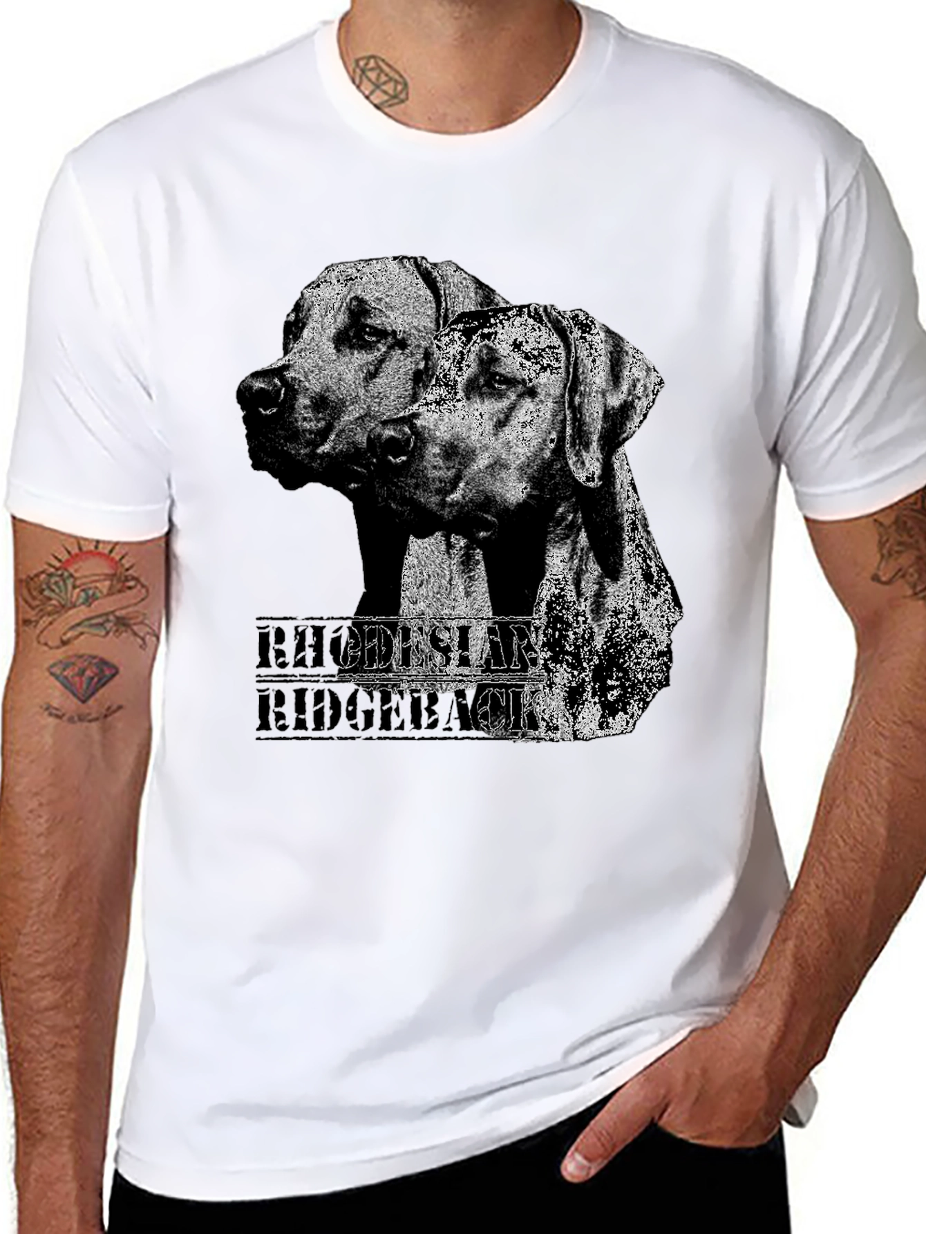Rhodesian Ridgeback Dog Graphic Print Black T-Shirt