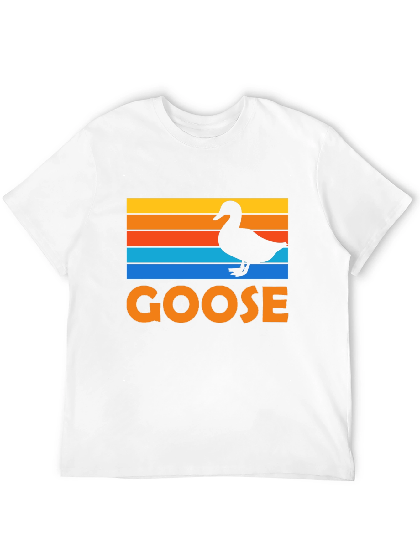 Goose Silhouette Retro Striped Graphic T-Shirt