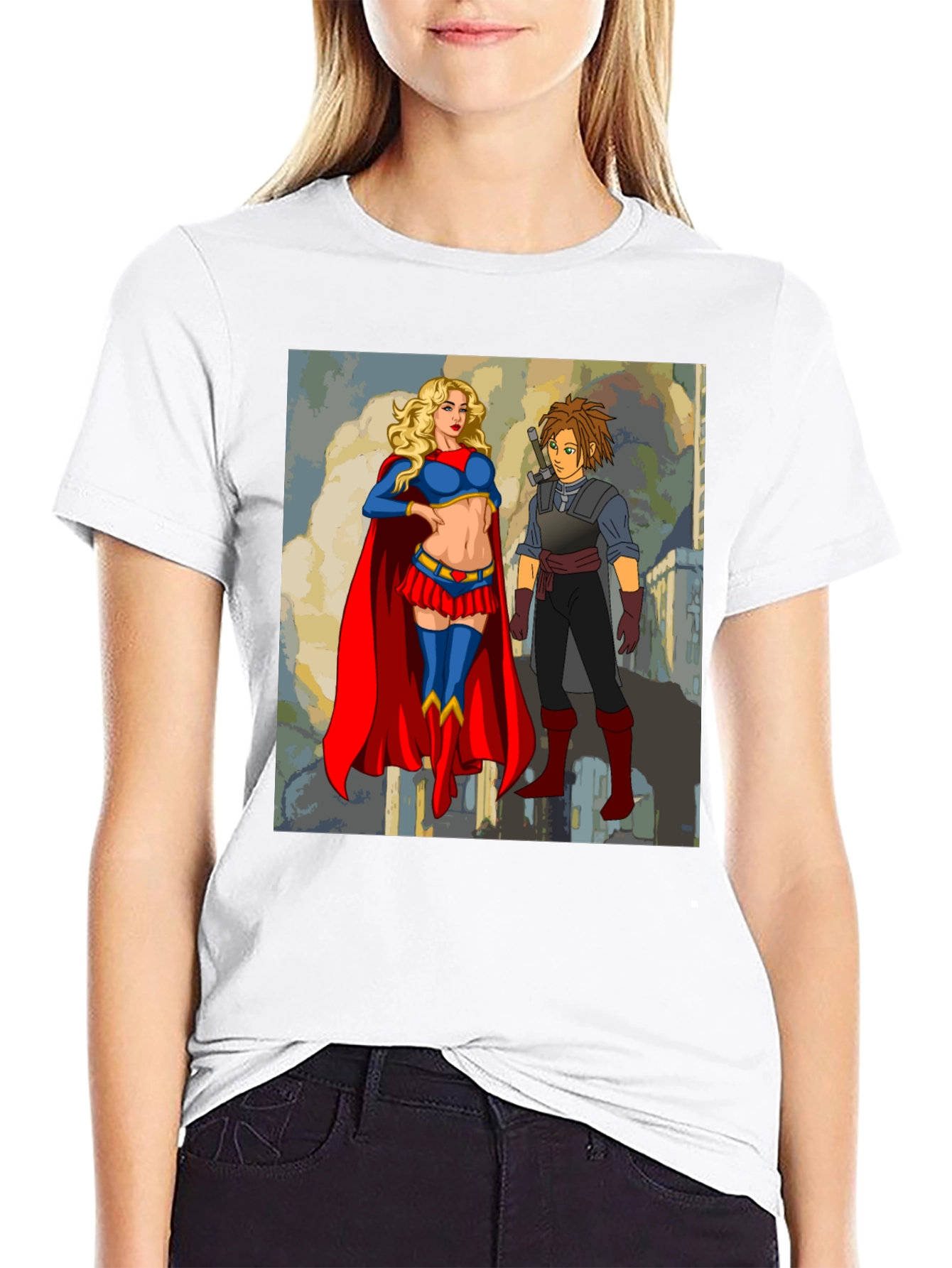 Supergirl & Friend T-Shirt - Comic Art
