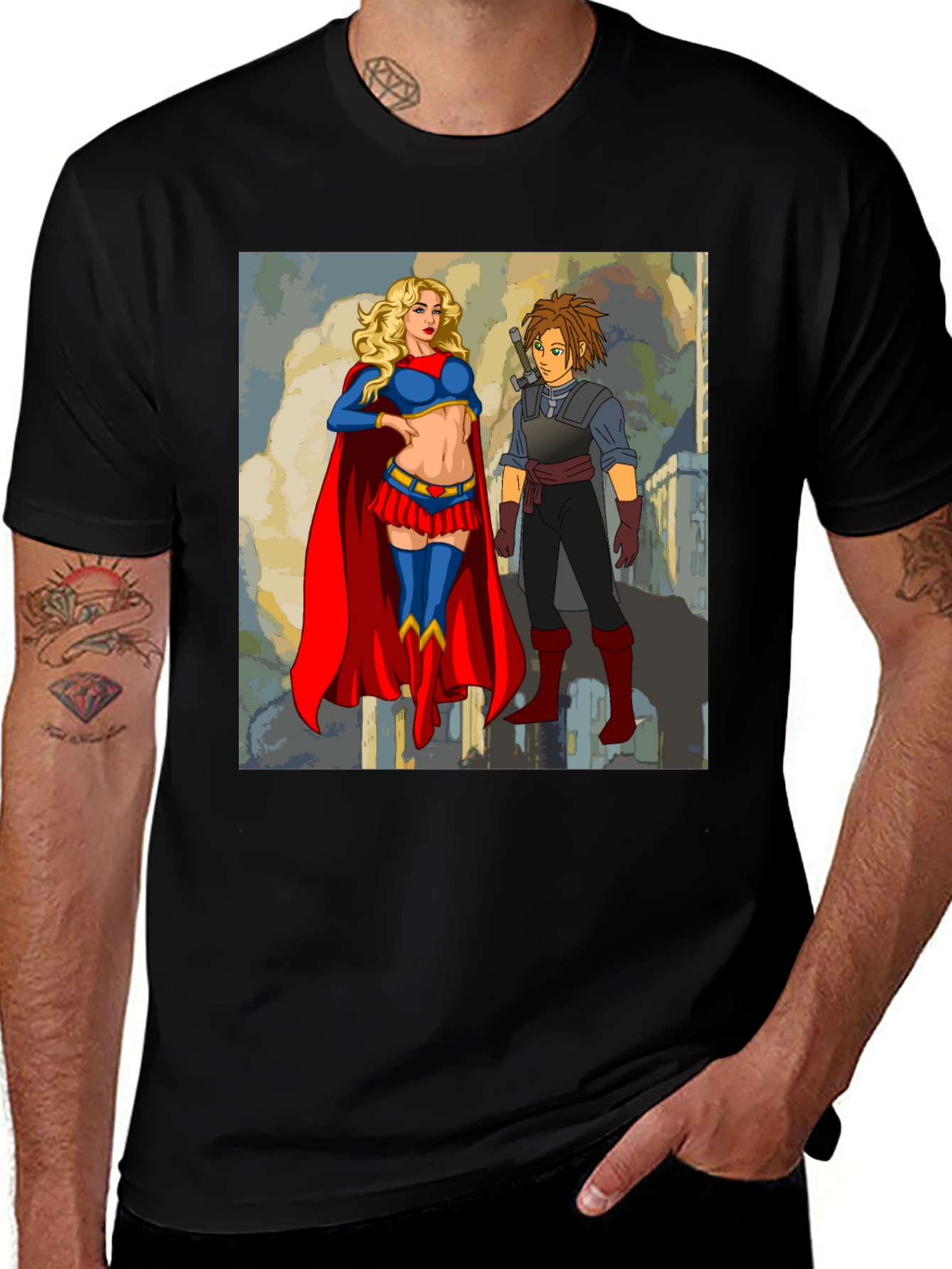 Supergirl & Friend T-Shirt - Comic Art
