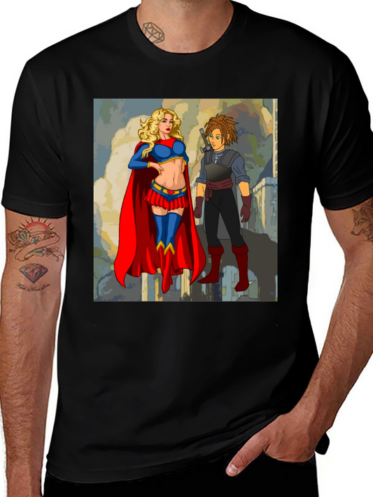 Supergirl & Friend T-Shirt - Comic Art