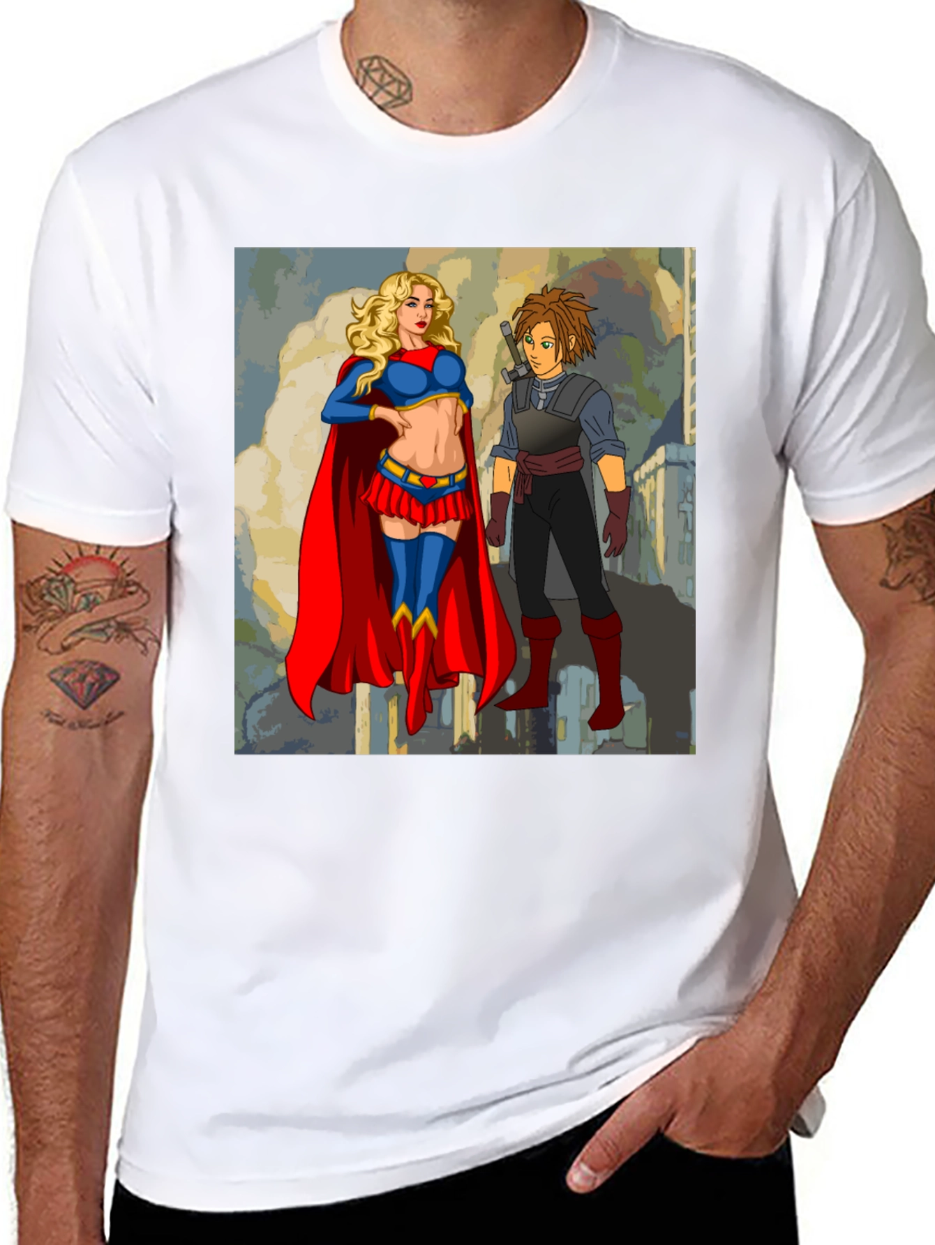 Supergirl & Friend T-Shirt - Comic Art