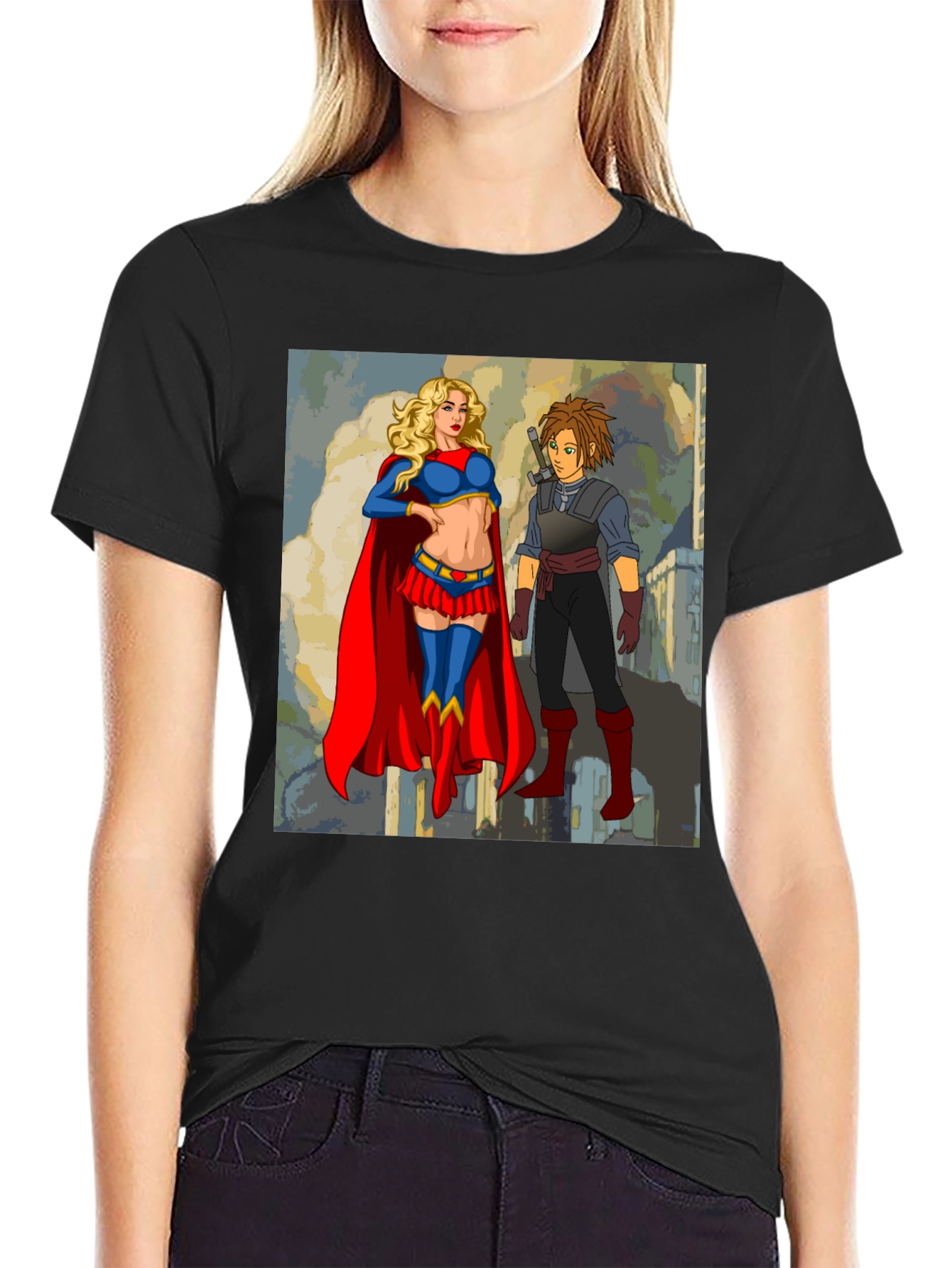 Supergirl & Friend T-Shirt - Comic Art