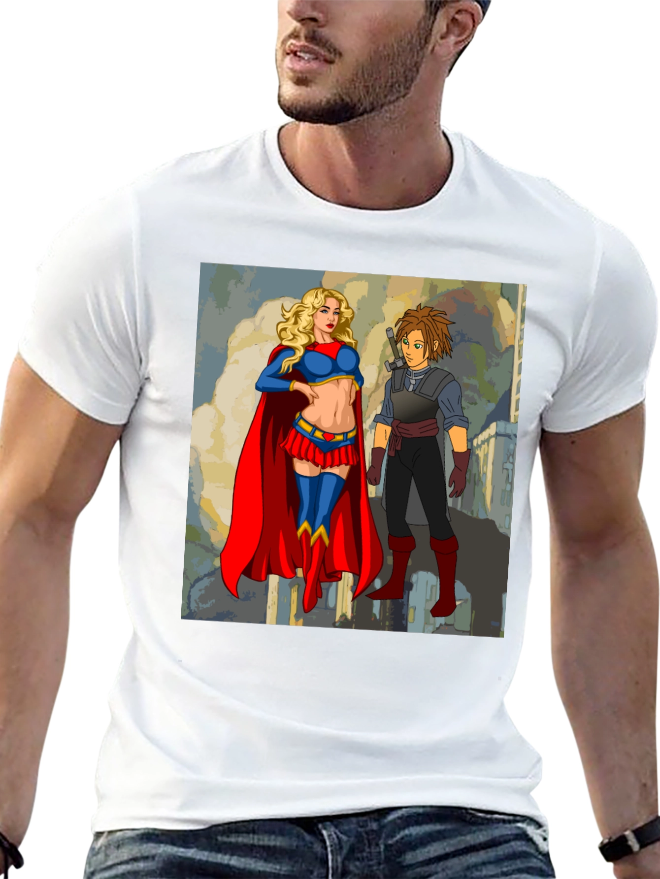 Supergirl & Friend T-Shirt - Comic Art