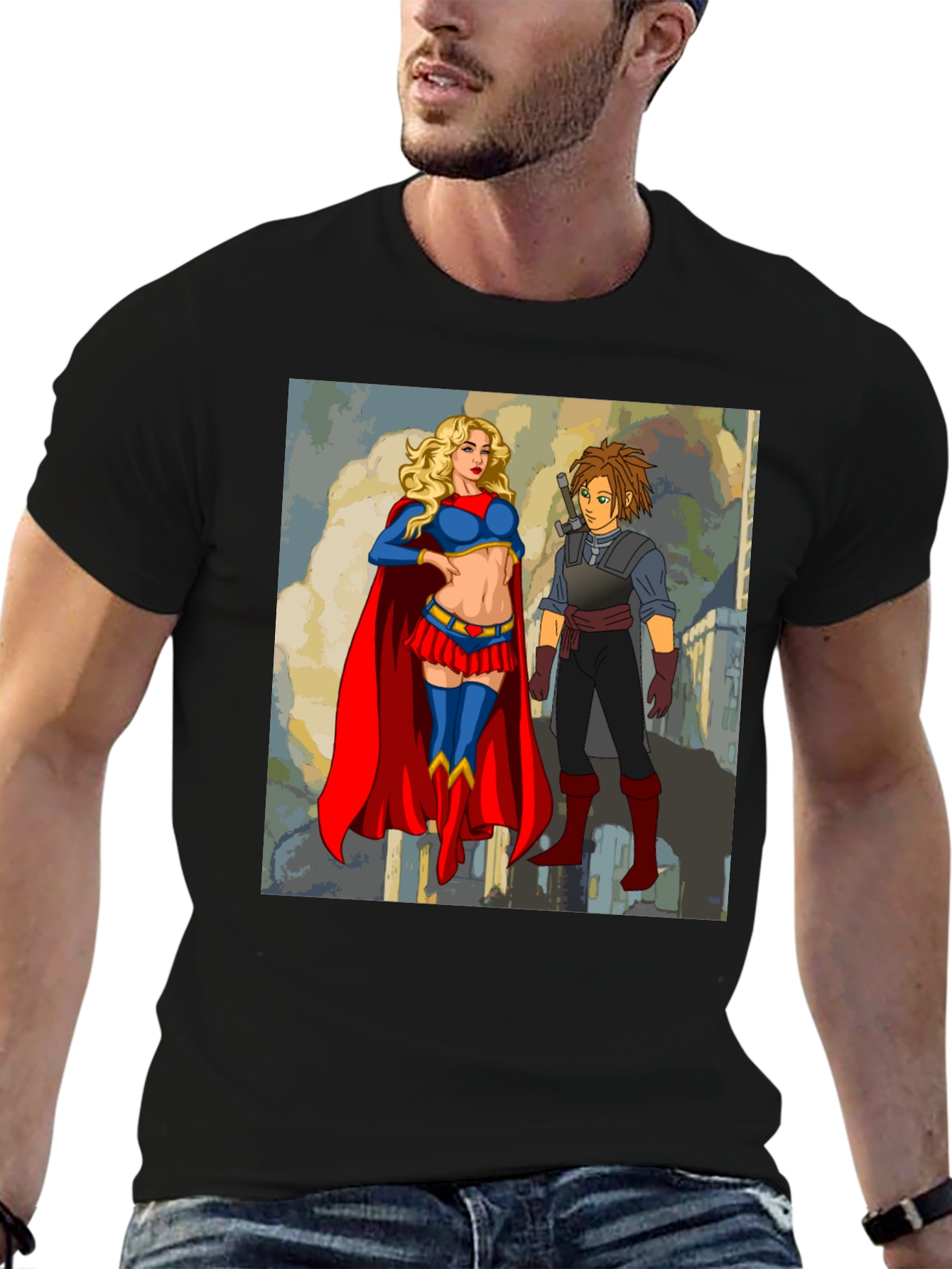 Supergirl & Friend T-Shirt - Comic Art