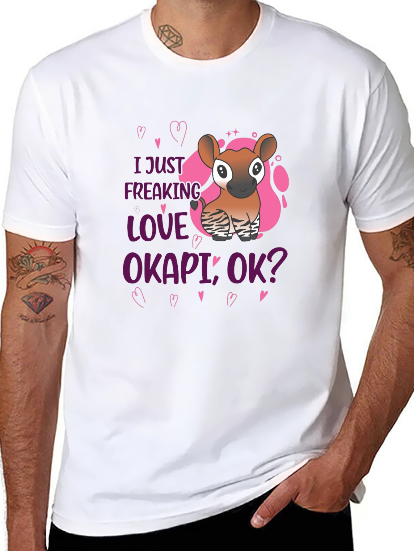 I Love Okapi Black T-Shirt Animal Lover Tee