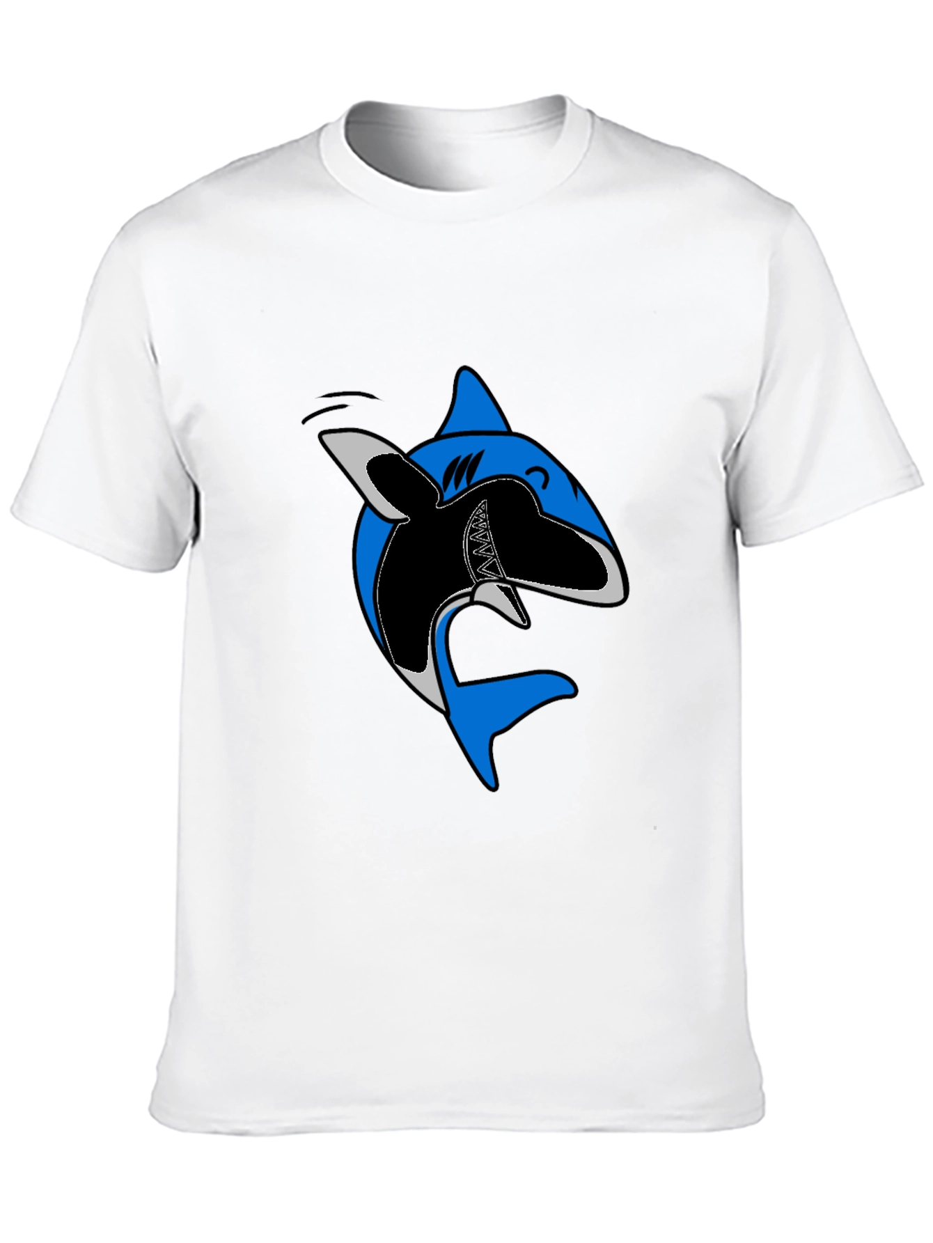 Cartoon Shark Graphic Tee - Casual Cotton T-Shirt