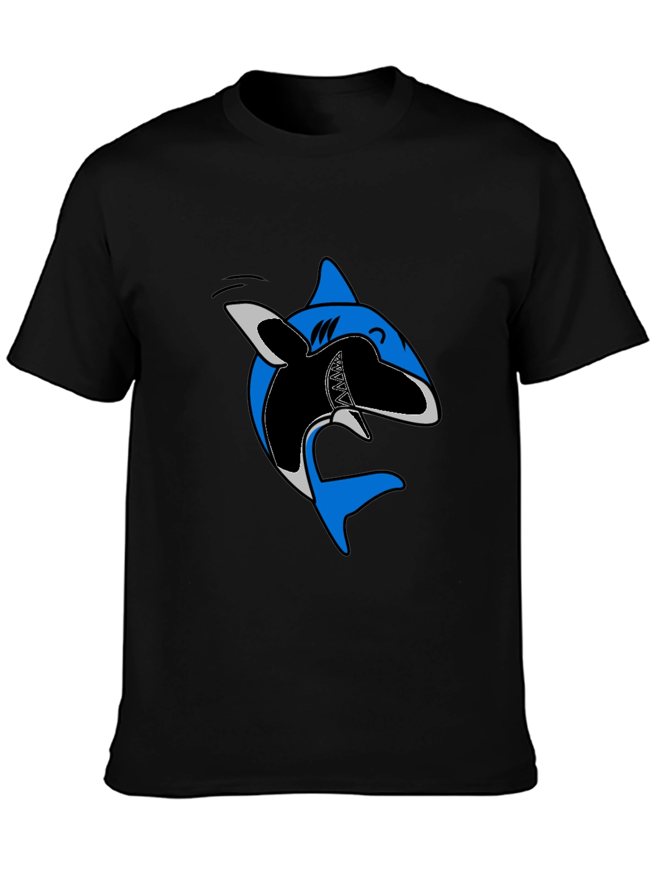 Cartoon Shark Graphic Tee - Casual Cotton T-Shirt