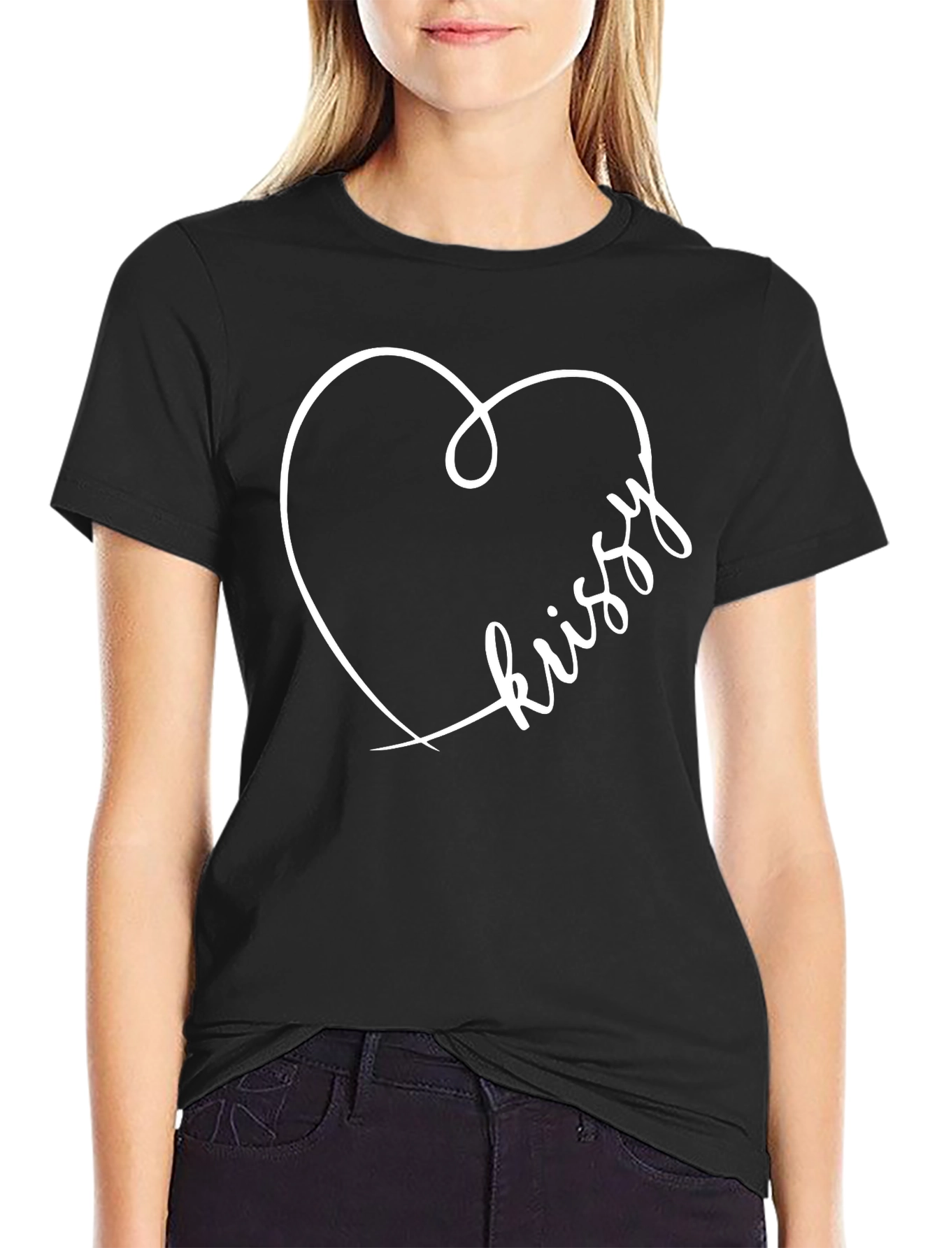 Kissy Heart Graphic Tee - Trendy Casual Comfort
