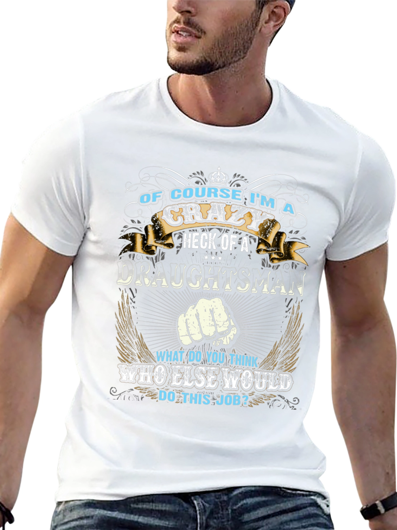 Crazy Draughtsman T-Shirt Funny Graphic Tee