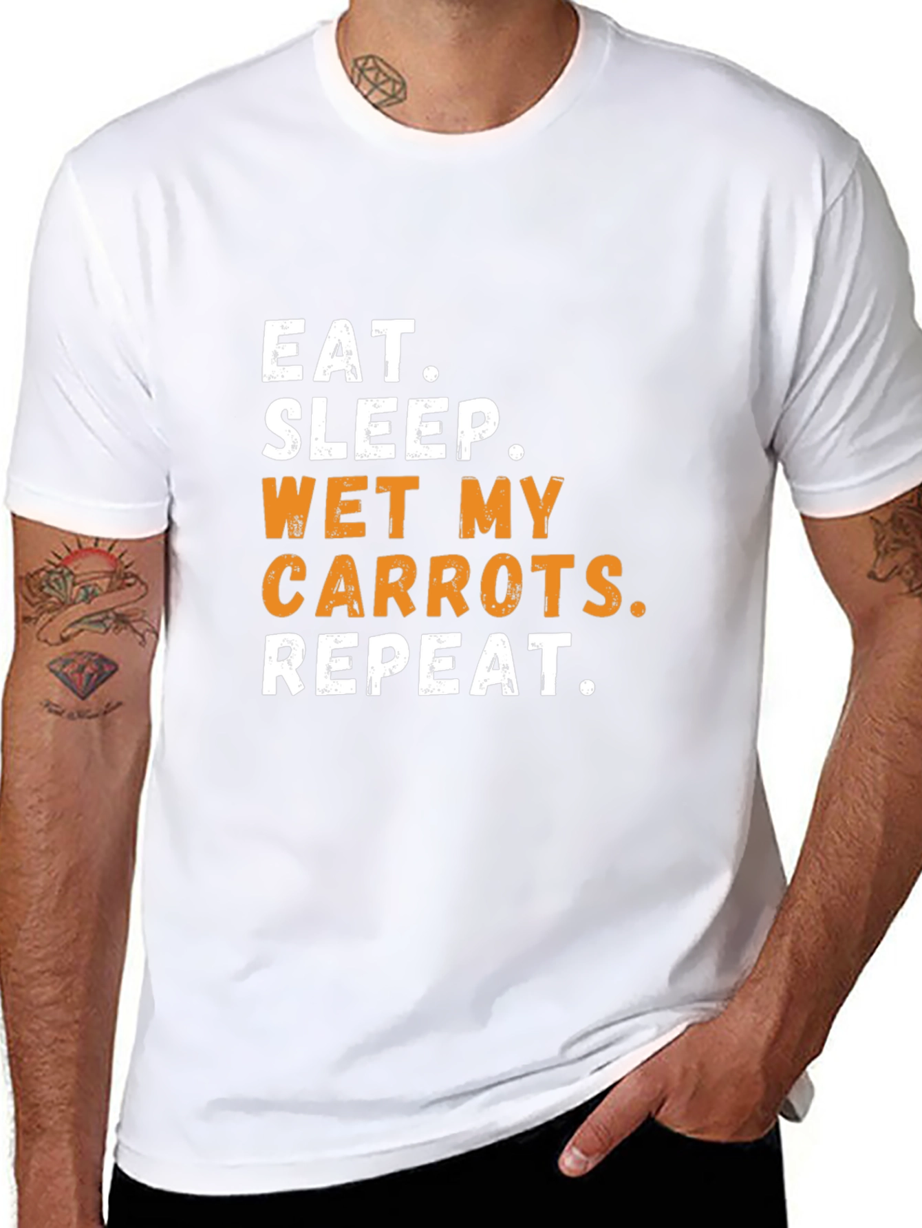 Eat Sleep Wet My Carrots Repeat Black T-Shirt