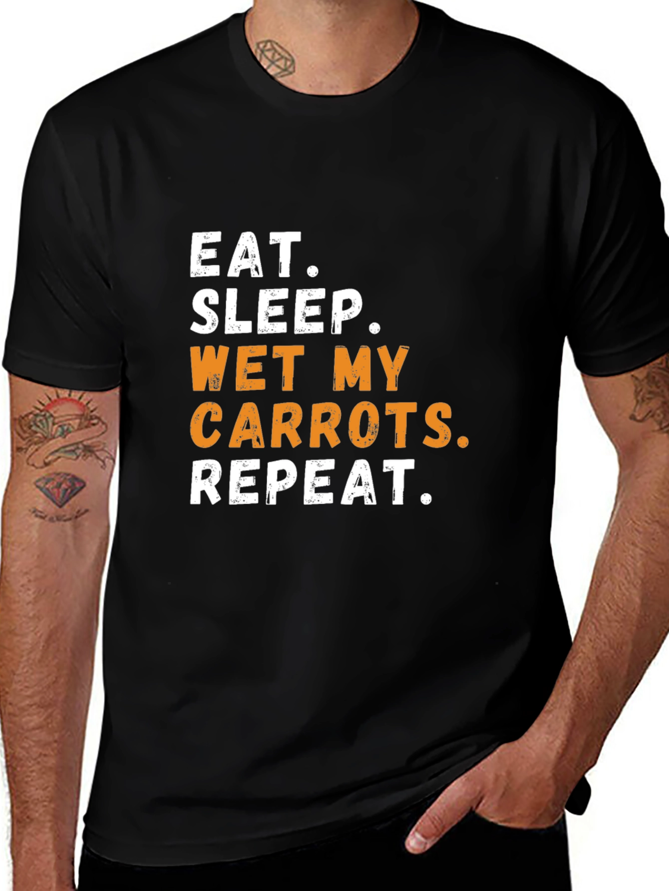 Eat Sleep Wet My Carrots Repeat Black T-Shirt