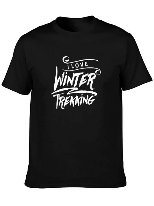 I Love Winter Trekking Black T-Shirt