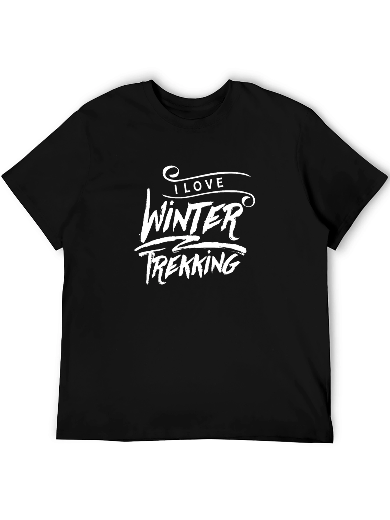 I Love Winter Trekking Black T-Shirt