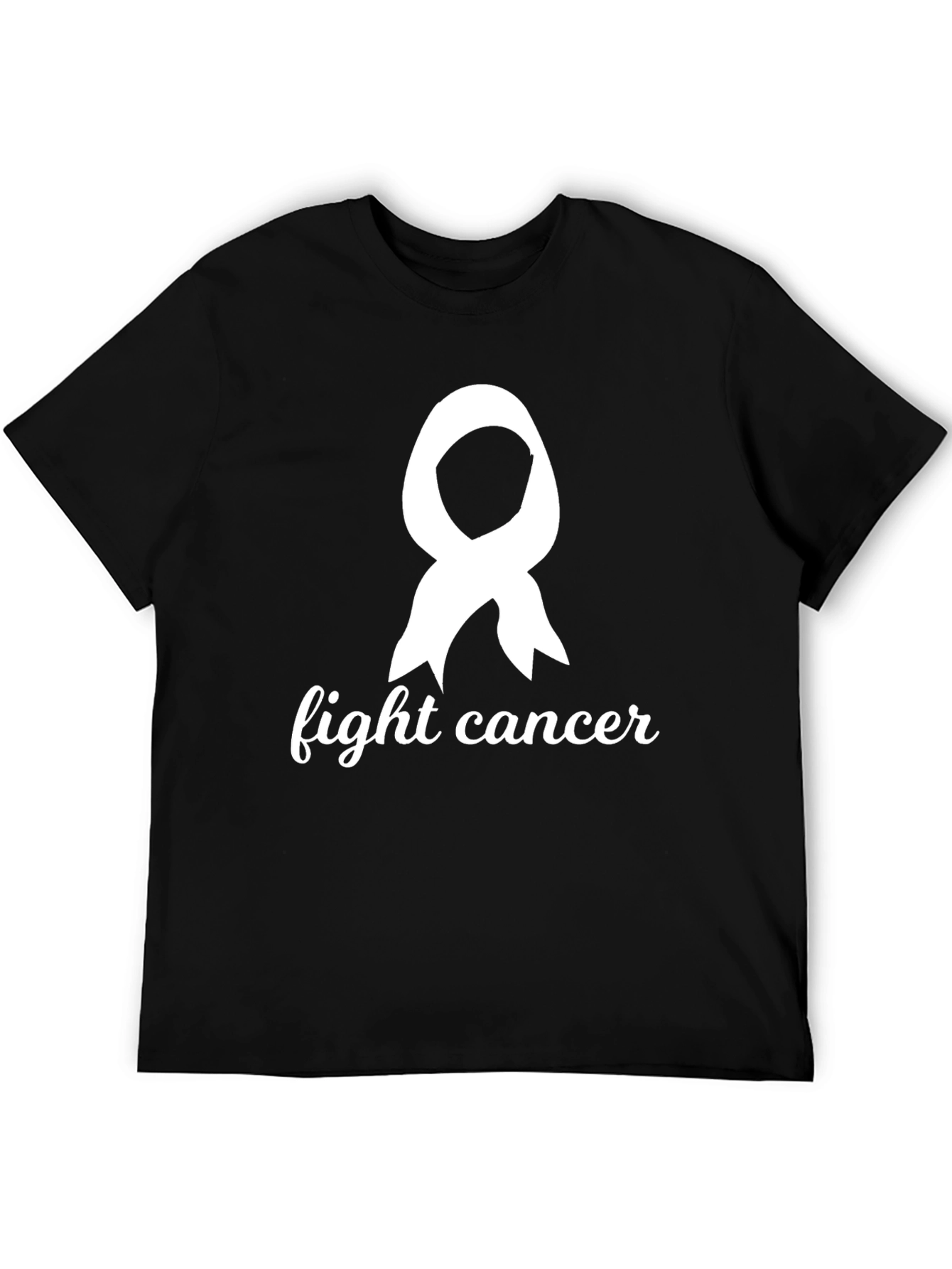 Fight Cancer Awareness Ribbon Graphic Tee - Black