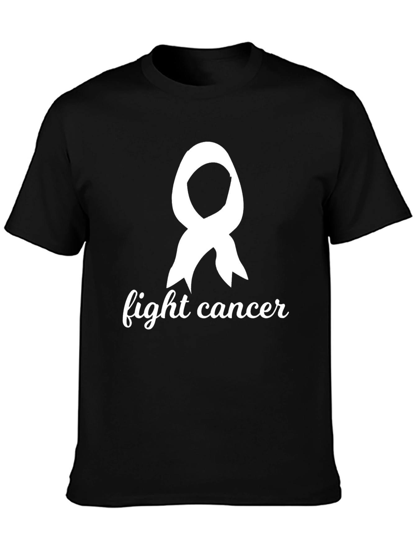 Fight Cancer Awareness Ribbon Graphic Tee - Black